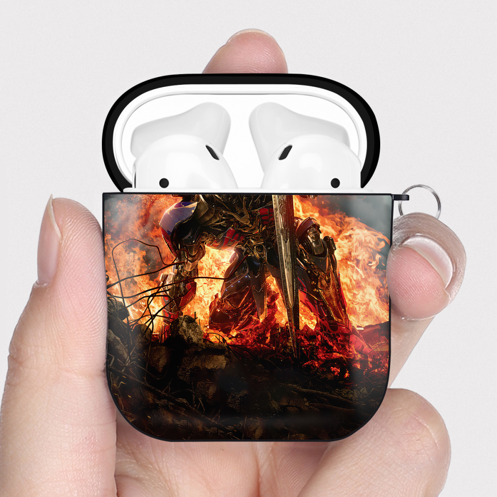 （画像用） Transformers トランスフォーマー AirPods 第2世代保護ケース ハードシェル ブラック 耐衝撃・防指紋・カラビナ付き