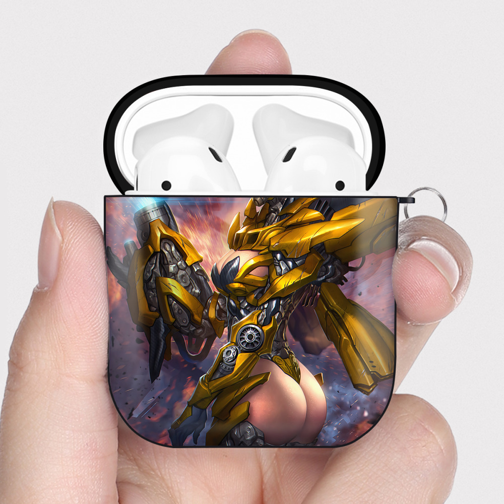 （画像用） Transformers トランスフォーマー AirPods 第2世代保護ケース ハードシェル ブラック 耐衝撃・防指紋・カラビナ付き