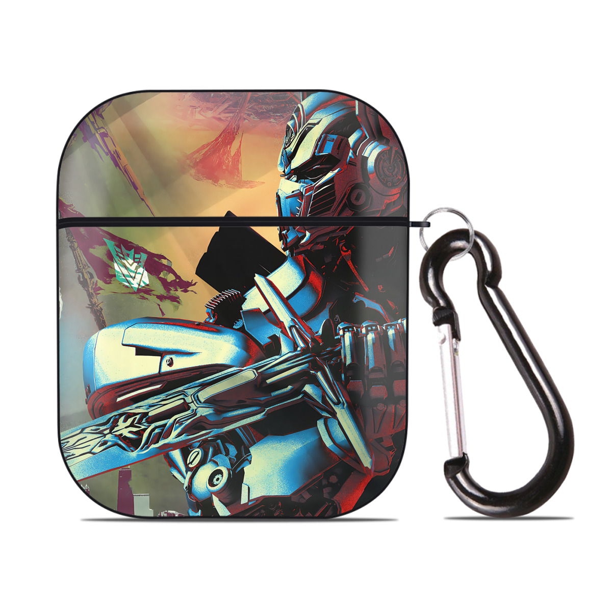 （画像用） Transformers トランスフォーマー AirPods 第2世代保護ケース ハードシェル ブラック 耐衝撃・防指紋・カラビナ付き