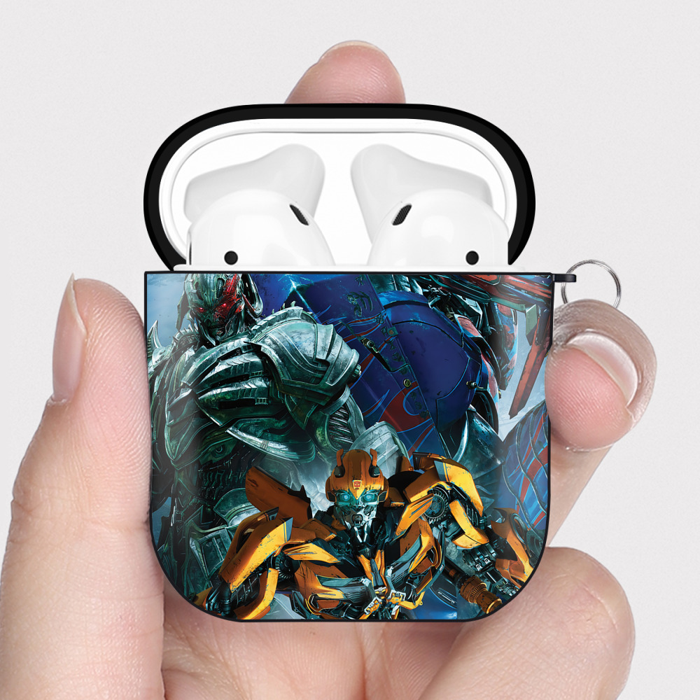 （画像用） Transformers トランスフォーマー AirPods 第2世代保護ケース ハードシェル ブラック 耐衝撃・防指紋・カラビナ付き