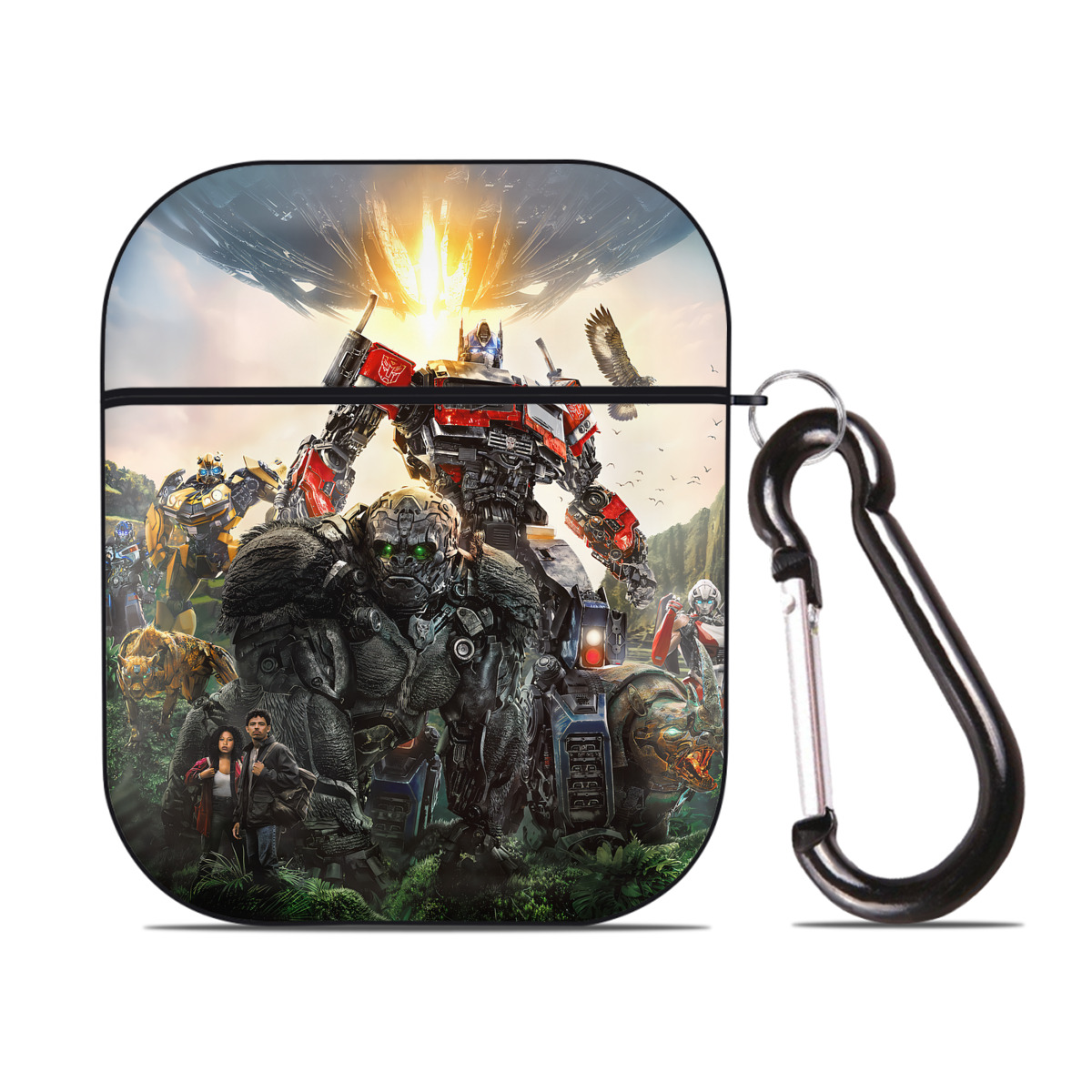（画像用） Transformers トランスフォーマー AirPods 第2世代保護ケース ハードシェル ブラック 耐衝撃・防指紋・カラビナ付き