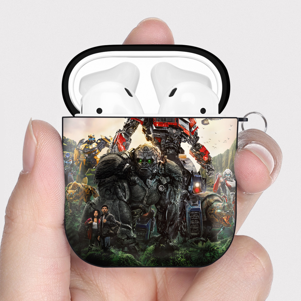 （画像用） Transformers トランスフォーマー AirPods 第2世代保護ケース ハードシェル ブラック 耐衝撃・防指紋・カラビナ付き