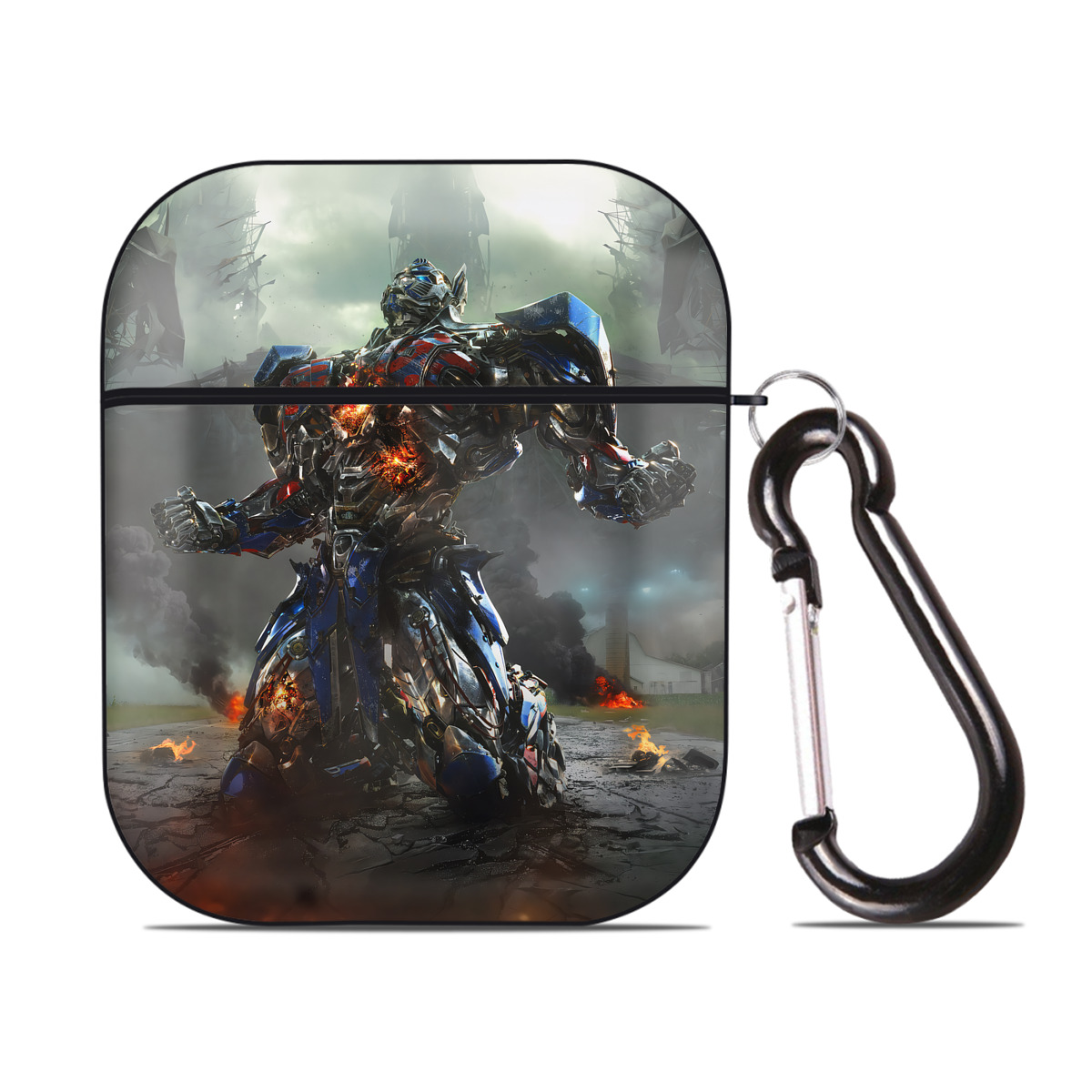 （画像用） Transformers トランスフォーマー AirPods 第2世代保護ケース ハードシェル ブラック 耐衝撃・防指紋・カラビナ付き
