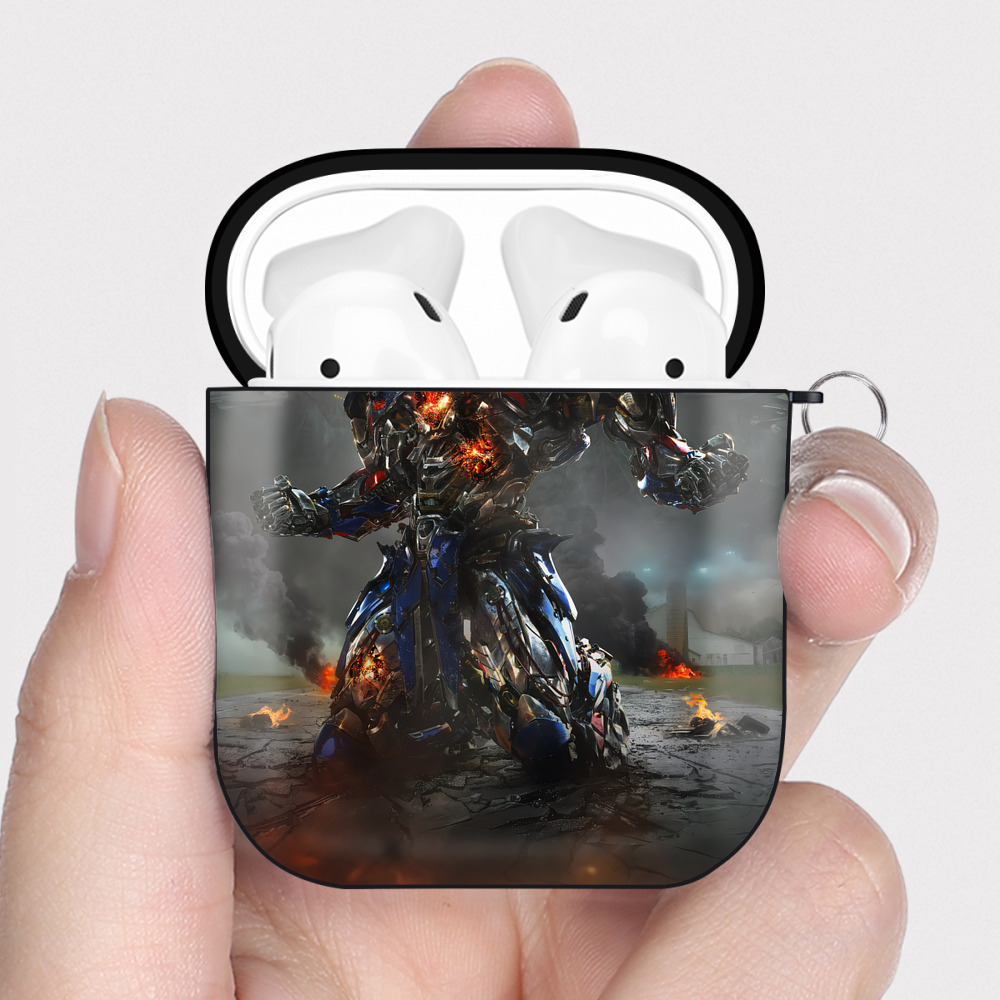 （画像用） Transformers トランスフォーマー AirPods 第2世代保護ケース ハードシェル ブラック 耐衝撃・防指紋・カラビナ付き