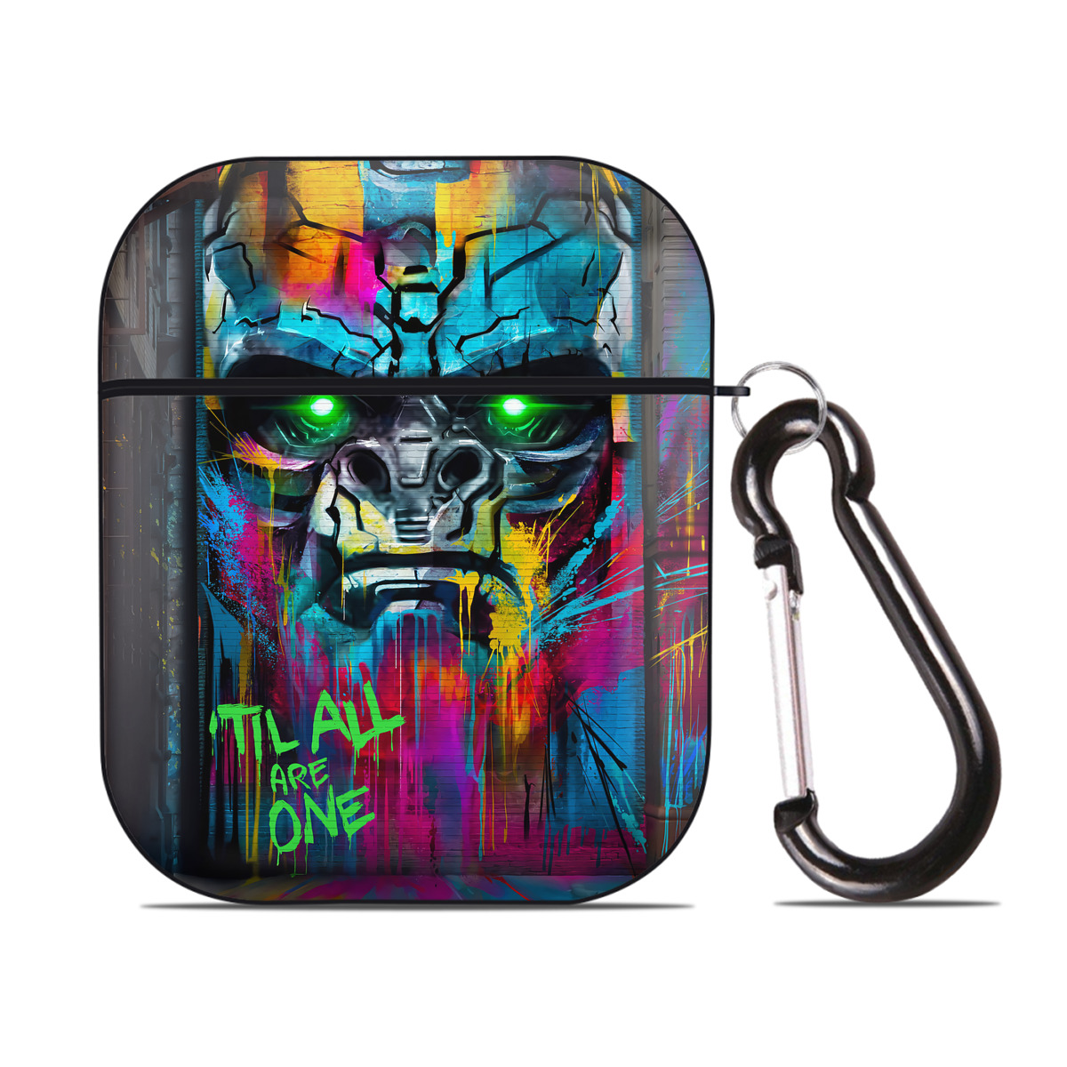 （画像用） Transformers トランスフォーマー AirPods 第2世代保護ケース ハードシェル ブラック 耐衝撃・防指紋・カラビナ付き