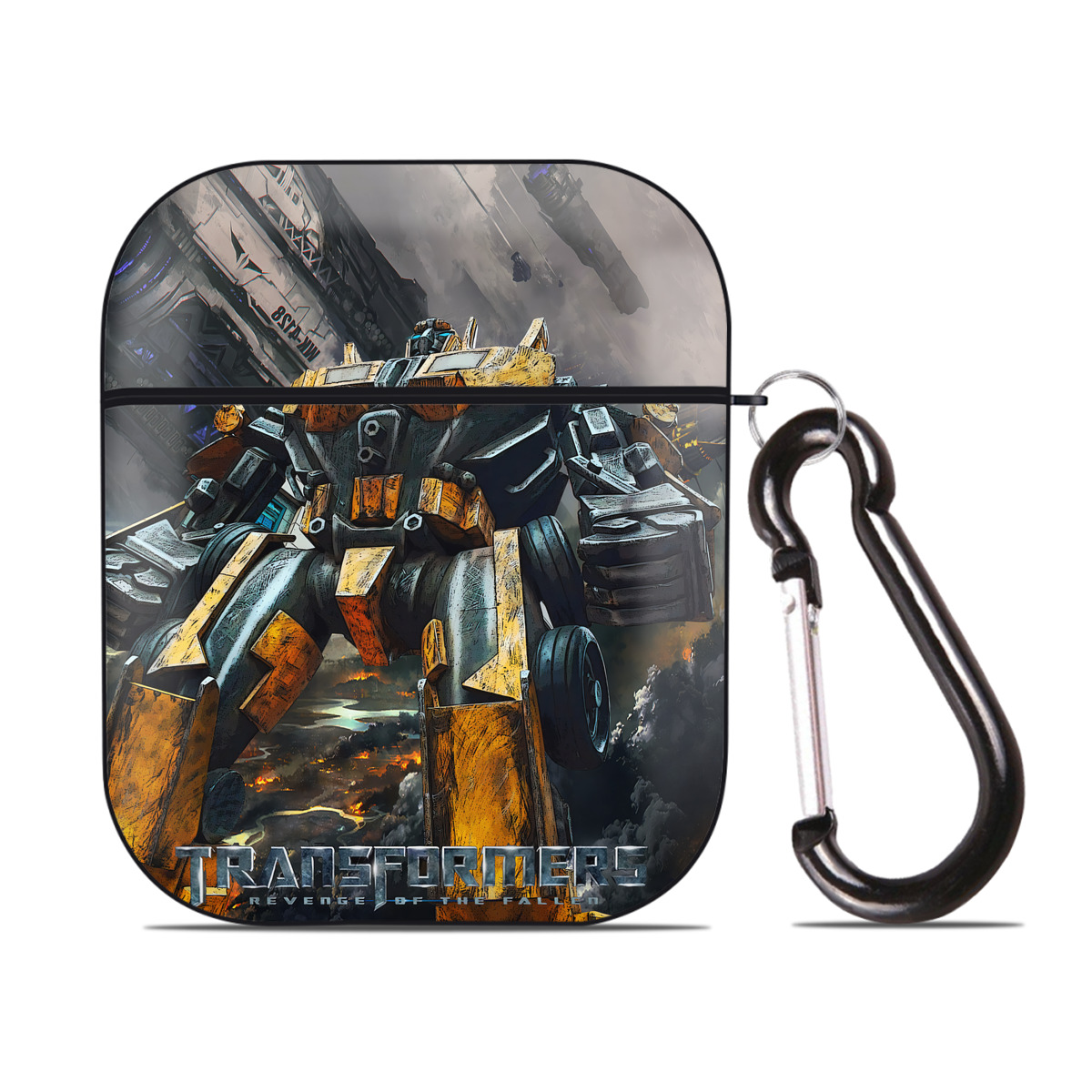 （画像用） Transformers トランスフォーマー AirPods 第2世代保護ケース ハードシェル ブラック 耐衝撃・防指紋・カラビナ付き