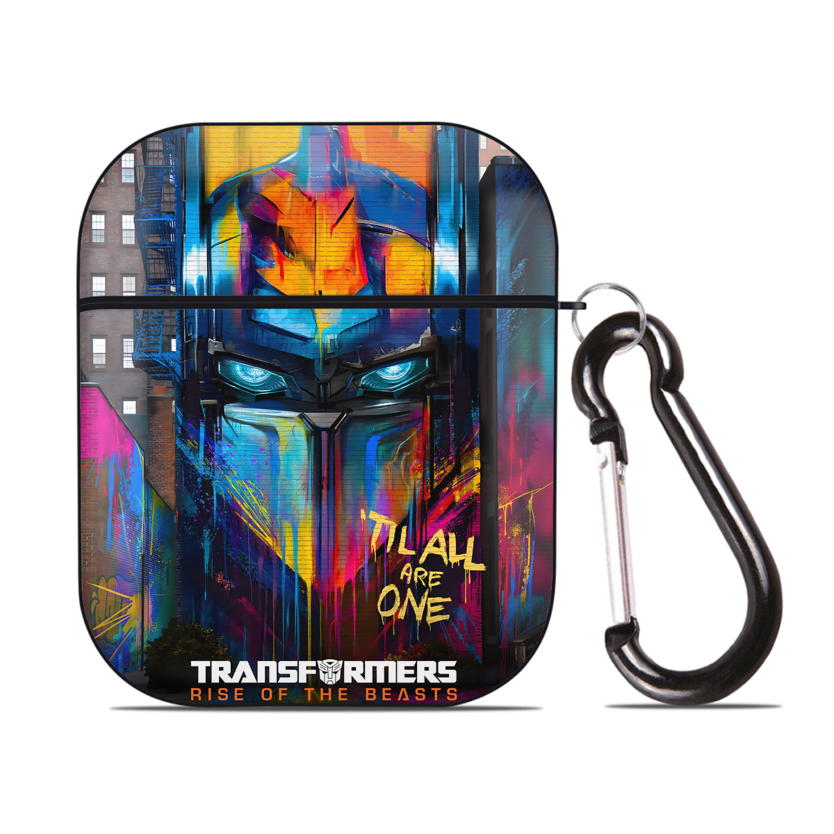 （画像用） Transformers トランスフォーマー AirPods 第2世代保護ケース ハードシェル ブラック 耐衝撃・防指紋・カラビナ付き