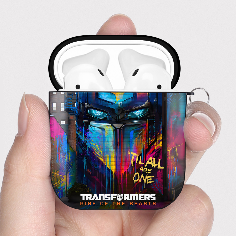 （画像用） Transformers トランスフォーマー AirPods 第2世代保護ケース ハードシェル ブラック 耐衝撃・防指紋・カラビナ付き