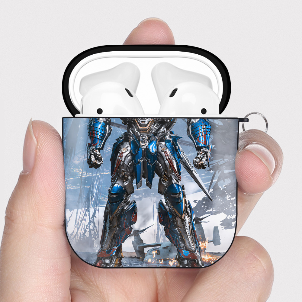 （画像用） Transformers トランスフォーマー AirPods 第2世代保護ケース ハードシェル ブラック 耐衝撃・防指紋・カラビナ付き