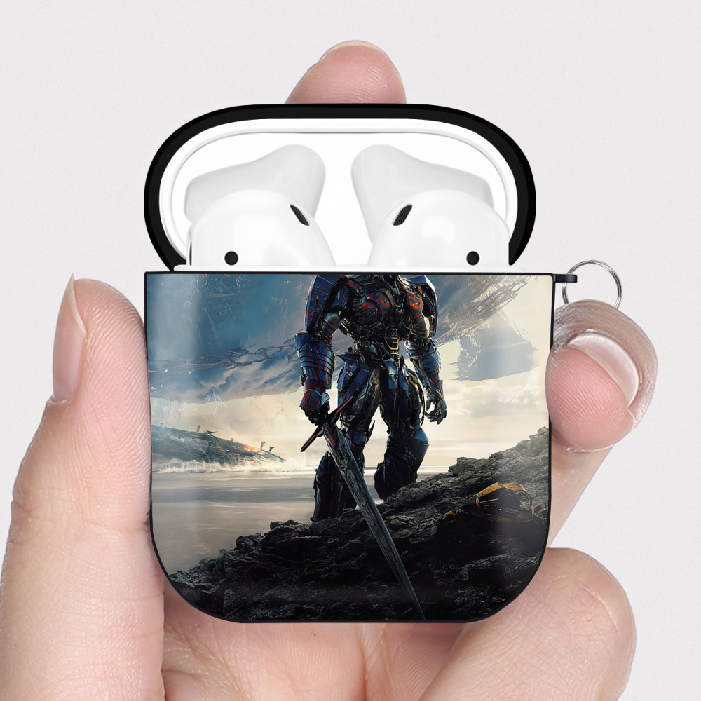 （画像用） Transformers トランスフォーマー AirPods 第2世代保護ケース ハードシェル ブラック 耐衝撃・防指紋・カラビナ付き