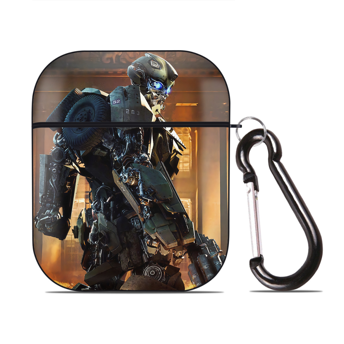 （画像用） Transformers トランスフォーマー AirPods 第2世代保護ケース ハードシェル ブラック 耐衝撃・防指紋・カラビナ付き
