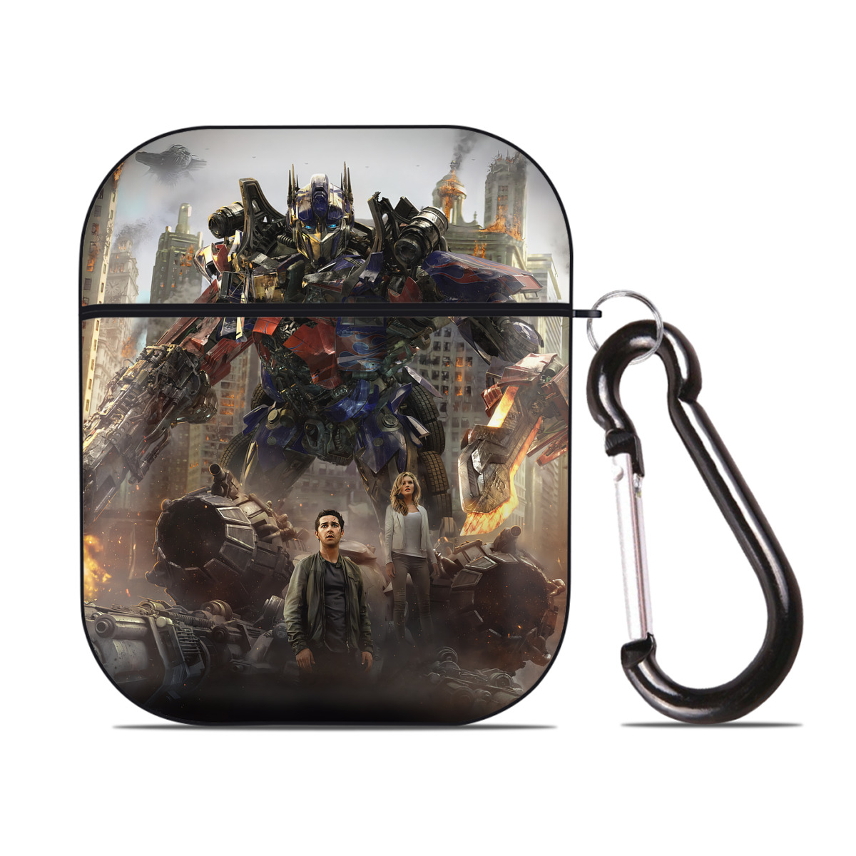 （画像用） Transformers トランスフォーマー AirPods 第2世代保護ケース ハードシェル ブラック 耐衝撃・防指紋・カラビナ付き
