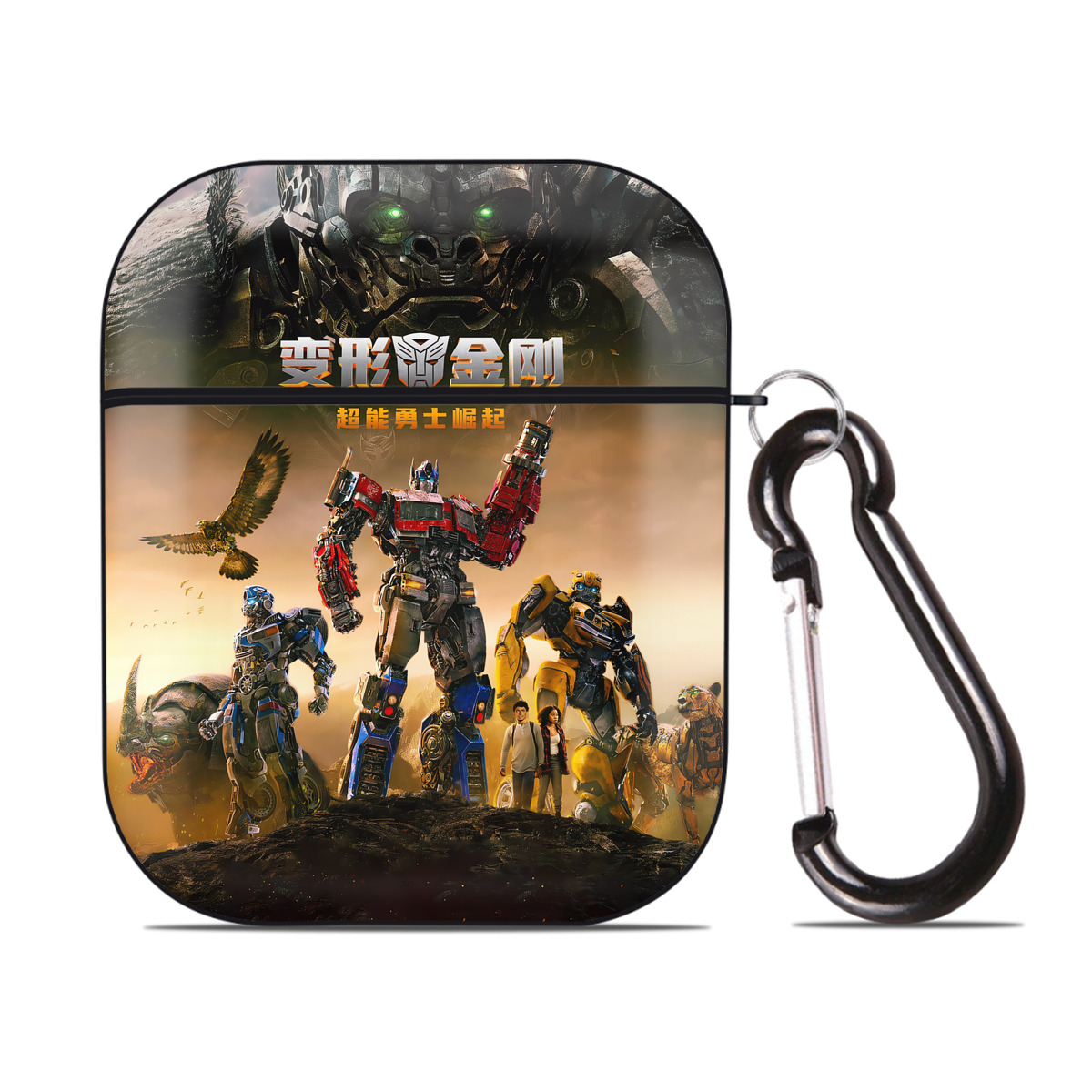 （画像用） Transformers トランスフォーマー AirPods 第2世代保護ケース ハードシェル ブラック 耐衝撃・防指紋・カラビナ付き