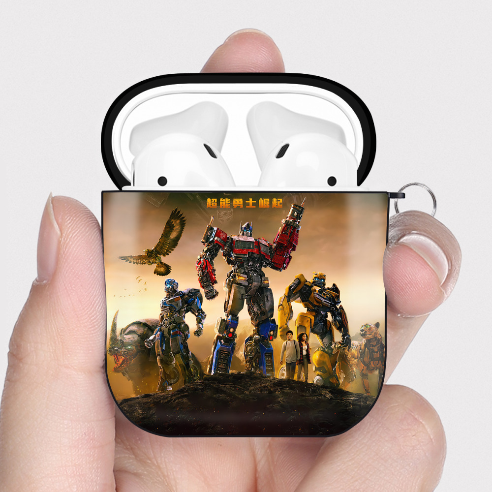 （画像用） Transformers トランスフォーマー AirPods 第2世代保護ケース ハードシェル ブラック 耐衝撃・防指紋・カラビナ付き