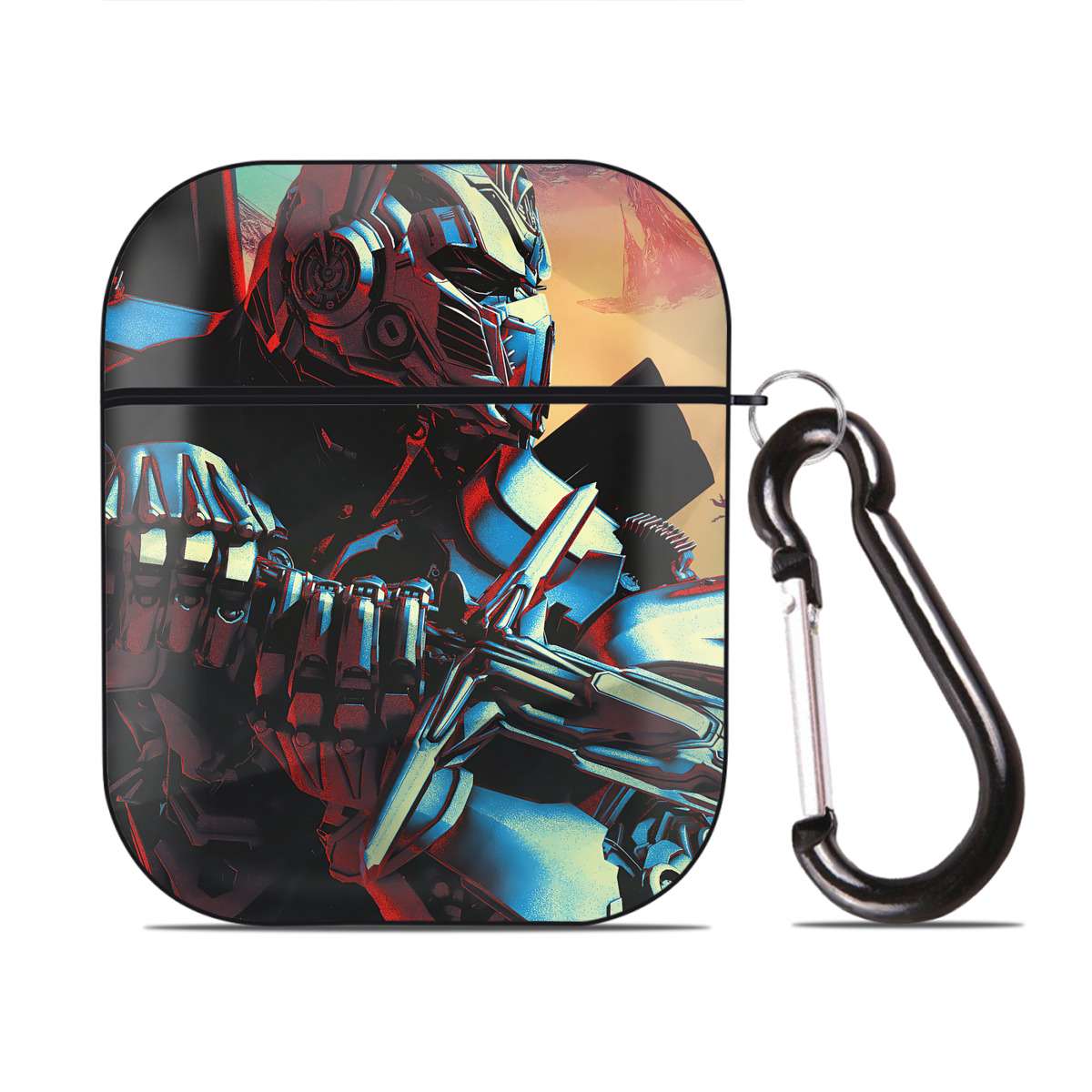 （画像用） Transformers トランスフォーマー AirPods 第2世代保護ケース ハードシェル ブラック 耐衝撃・防指紋・カラビナ付き