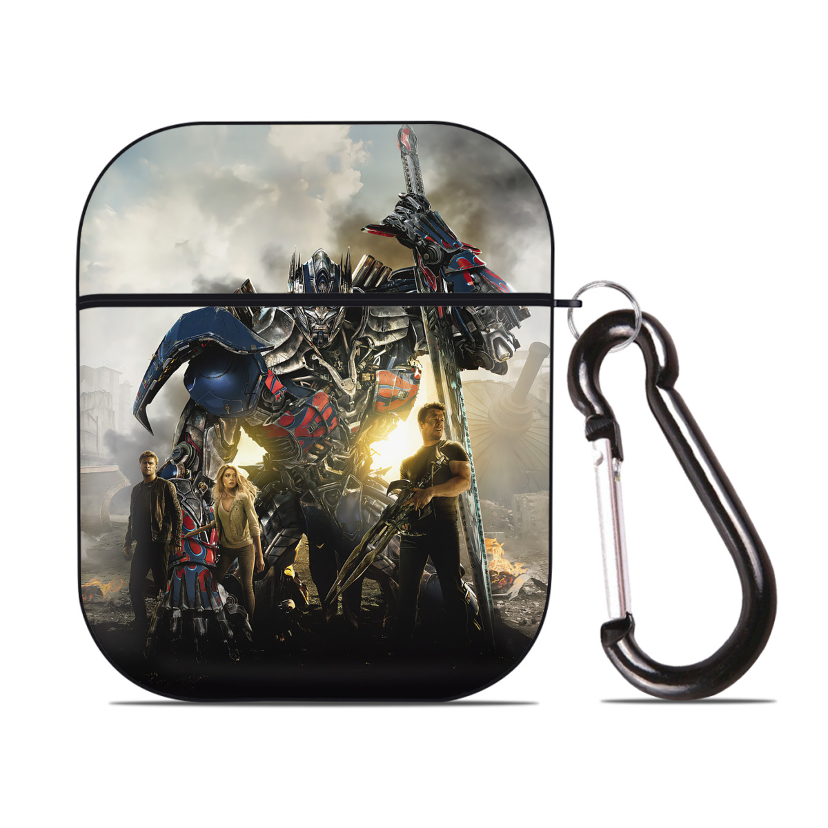 （画像用） Transformers トランスフォーマー AirPods 第2世代保護ケース ハードシェル ブラック 耐衝撃・防指紋・カラビナ付き