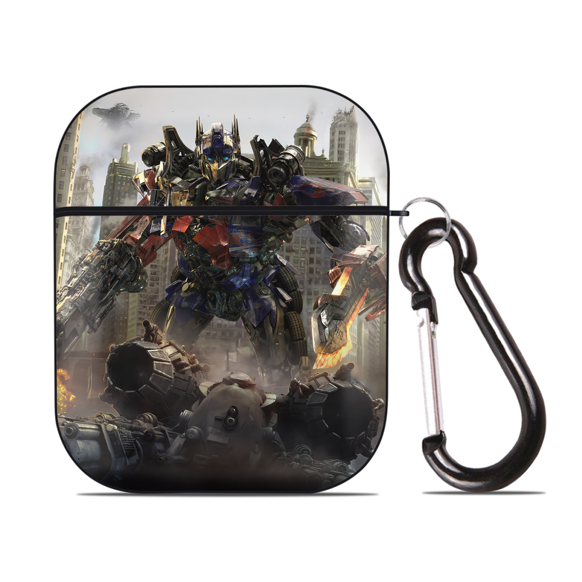 （画像用） Transformers トランスフォーマー AirPods 第2世代保護ケース ハードシェル ブラック 耐衝撃・防指紋・カラビナ付き
