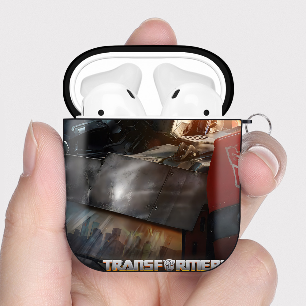 （画像用） Transformers トランスフォーマー AirPods 第2世代保護ケース ハードシェル ブラック 耐衝撃・防指紋・カラビナ付き