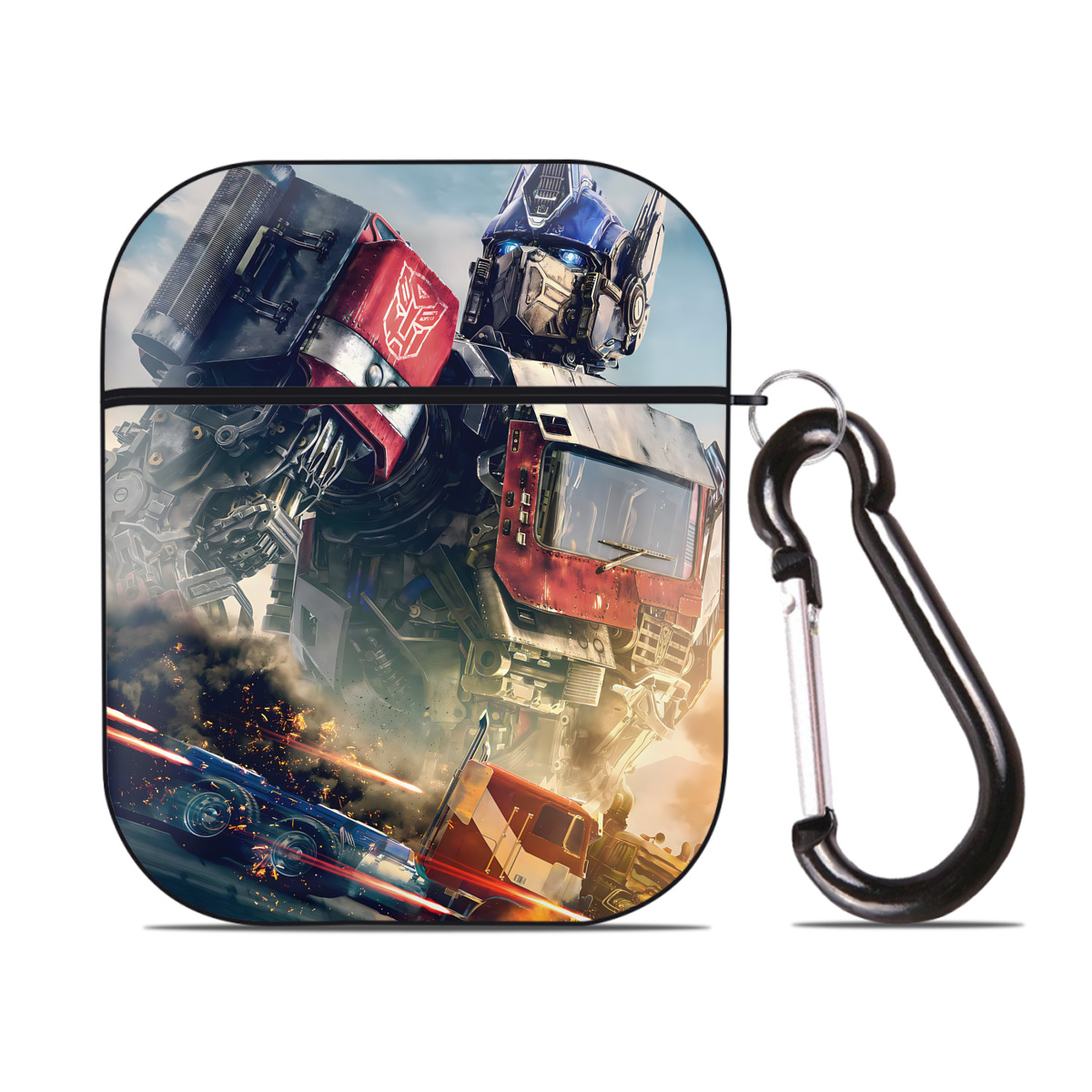 （画像用） Transformers トランスフォーマー AirPods 第2世代保護ケース ハードシェル ブラック 耐衝撃・防指紋・カラビナ付き