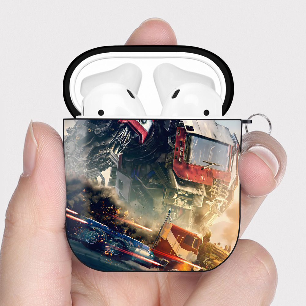 （画像用） Transformers トランスフォーマー AirPods 第2世代保護ケース ハードシェル ブラック 耐衝撃・防指紋・カラビナ付き