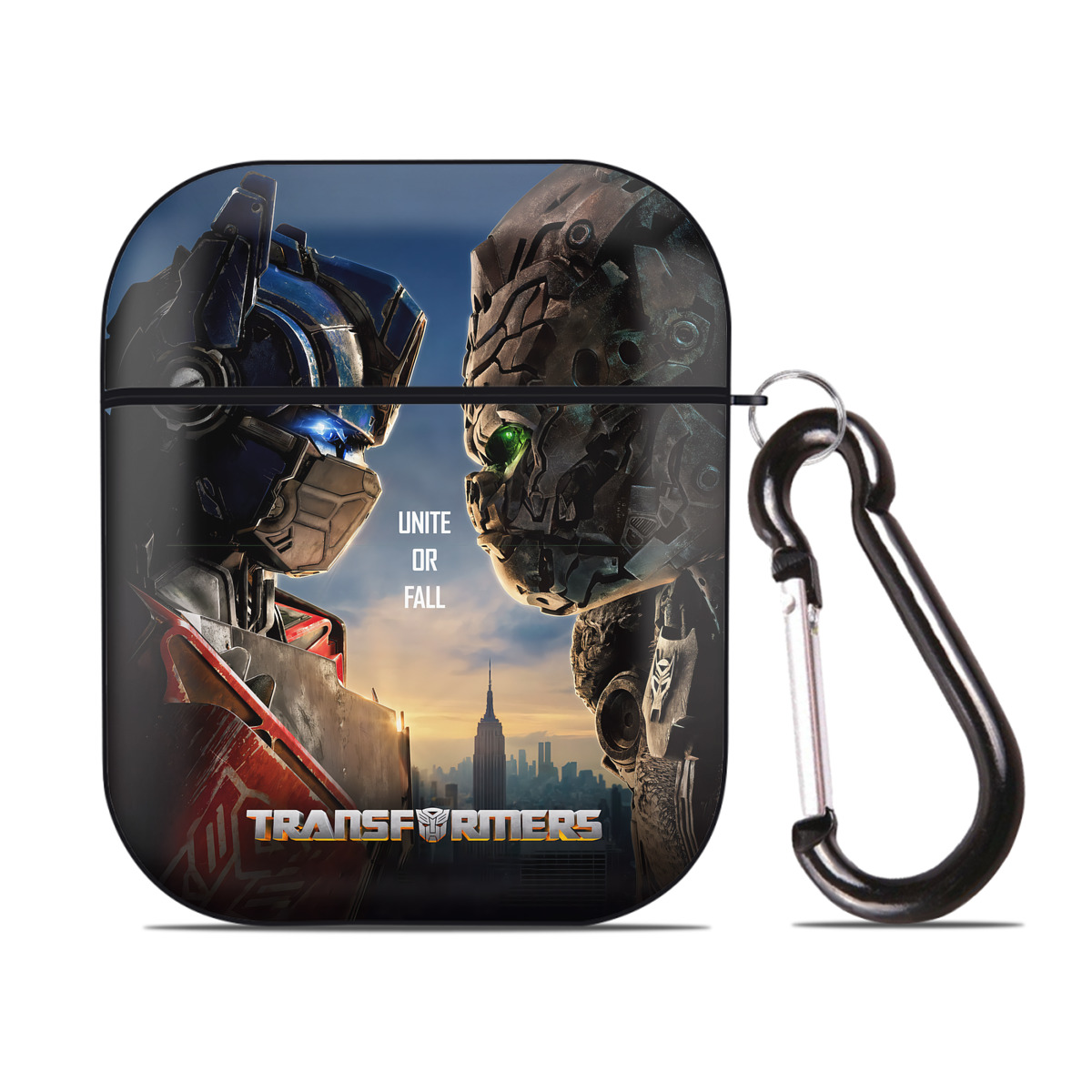 （画像用） Transformers トランスフォーマー AirPods 第2世代保護ケース ハードシェル ブラック 耐衝撃・防指紋・カラビナ付き