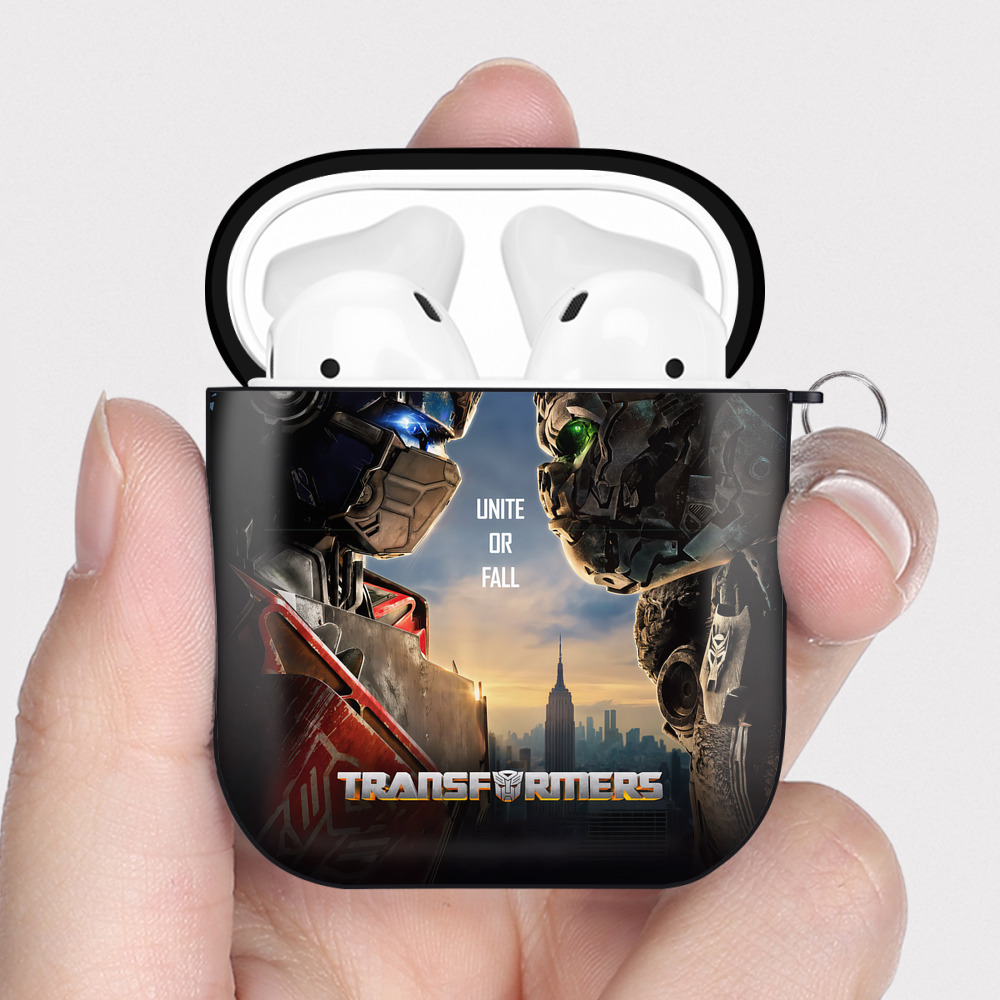 （画像用） Transformers トランスフォーマー AirPods 第2世代保護ケース ハードシェル ブラック 耐衝撃・防指紋・カラビナ付き