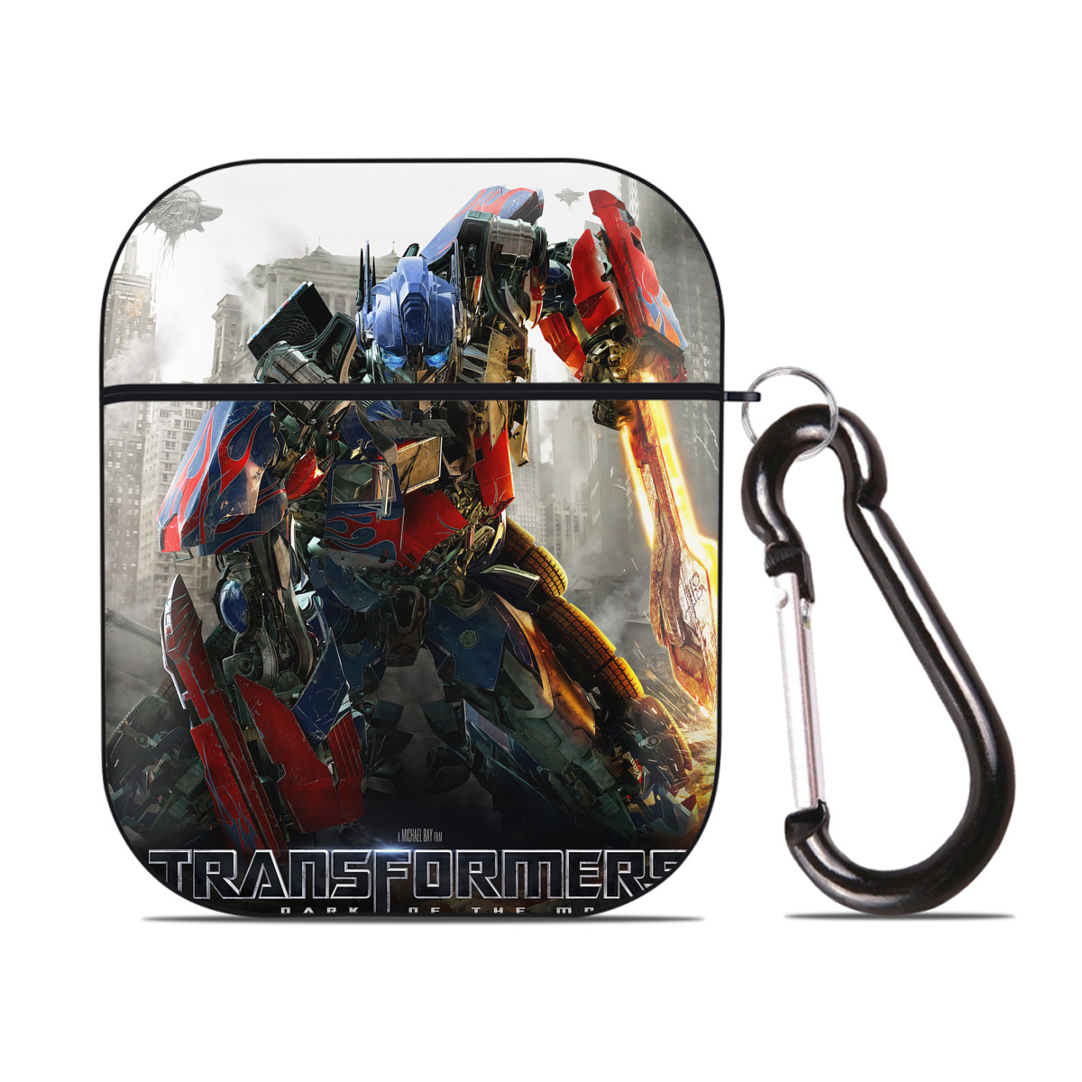 （画像用） Transformers トランスフォーマー AirPods 第2世代保護ケース ハードシェル ブラック 耐衝撃・防指紋・カラビナ付き