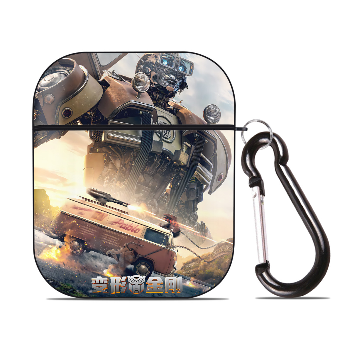 （画像用） Transformers トランスフォーマー AirPods 第2世代保護ケース ハードシェル ブラック 耐衝撃・防指紋・カラビナ付き
