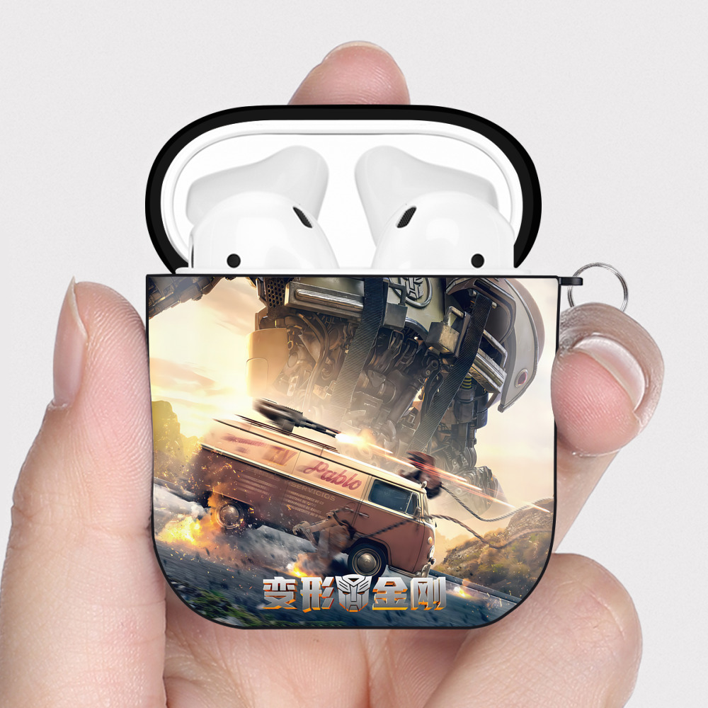 （画像用） Transformers トランスフォーマー AirPods 第2世代保護ケース ハードシェル ブラック 耐衝撃・防指紋・カラビナ付き