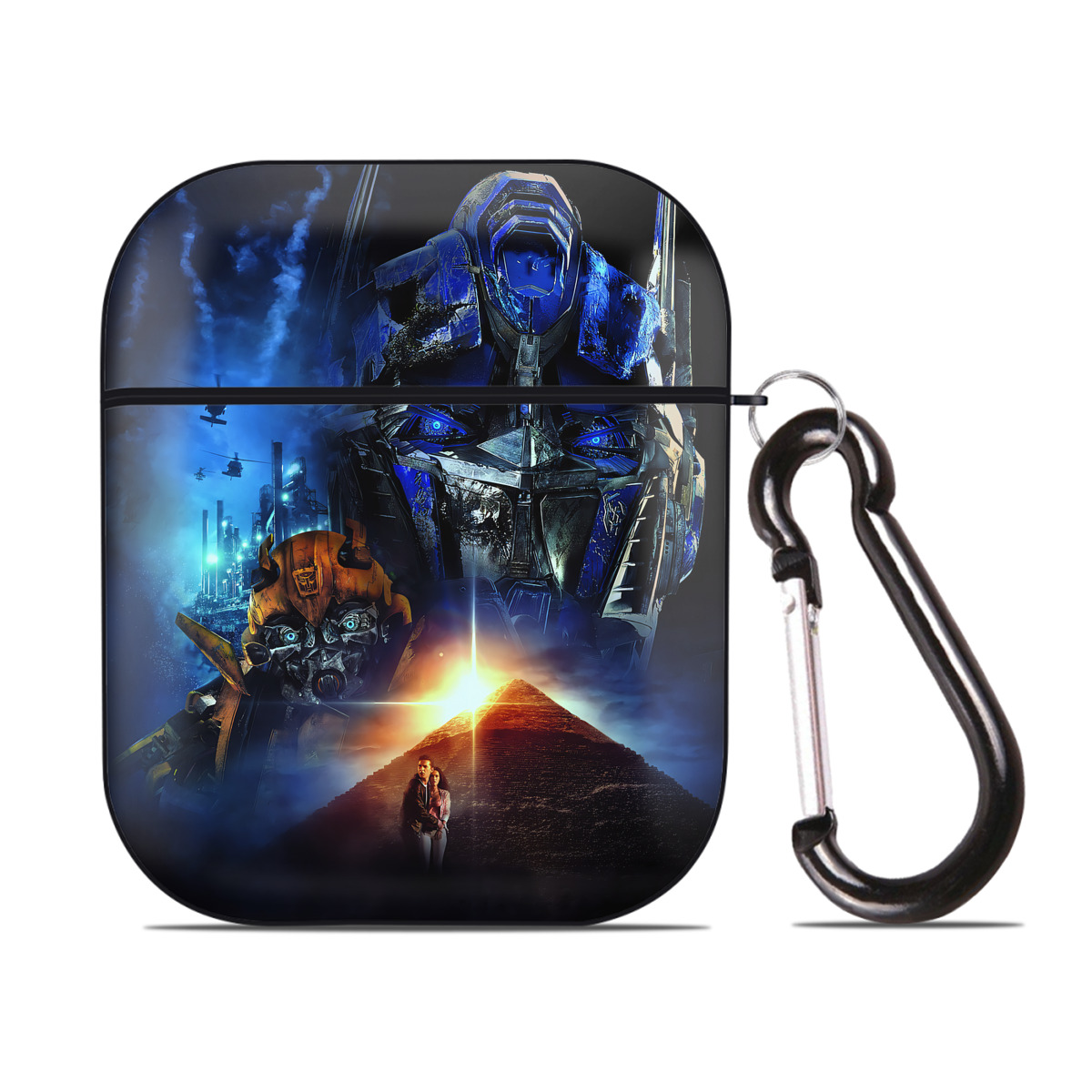 （画像用） Transformers トランスフォーマー AirPods 第2世代保護ケース ハードシェル ブラック 耐衝撃・防指紋・カラビナ付き