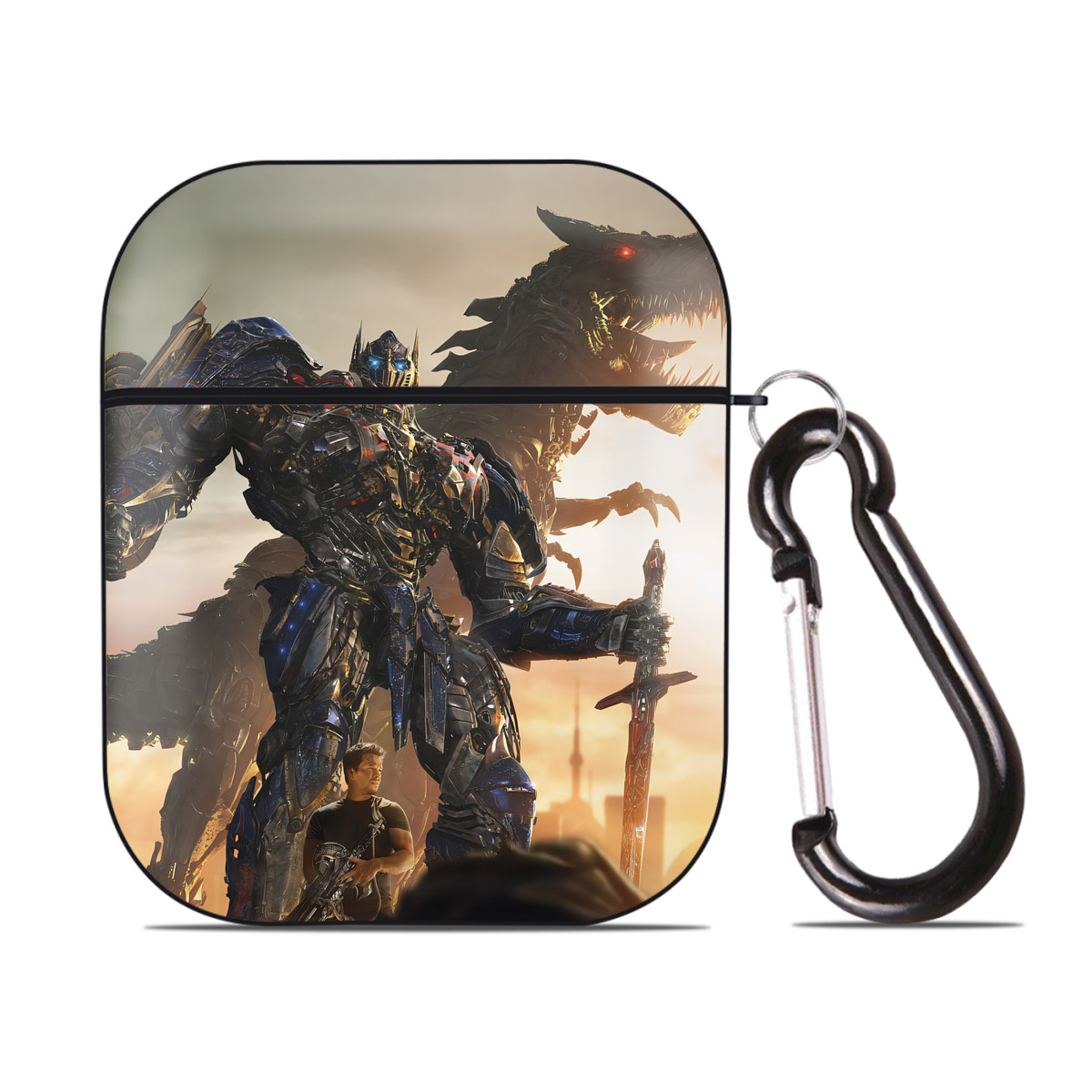 （画像用） Transformers トランスフォーマー AirPods 第2世代保護ケース ハードシェル ブラック 耐衝撃・防指紋・カラビナ付き