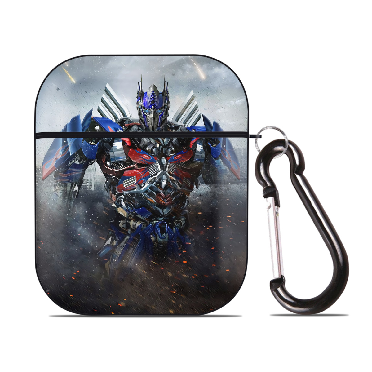 （画像用） Transformers トランスフォーマー AirPods 第2世代保護ケース ハードシェル ブラック 耐衝撃・防指紋・カラビナ付き
