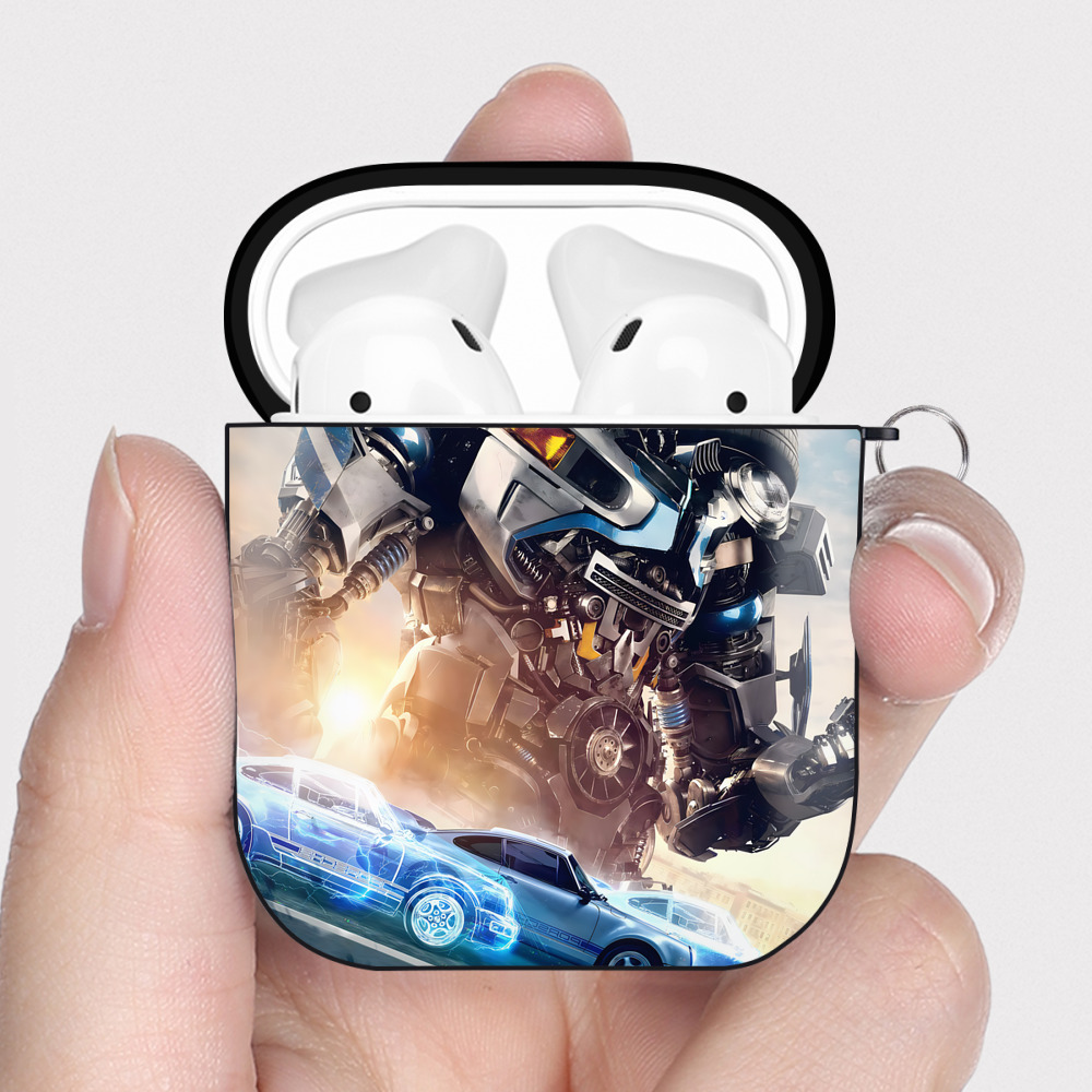 （画像用） Transformers トランスフォーマー AirPods 第2世代保護ケース ハードシェル ブラック 耐衝撃・防指紋・カラビナ付き