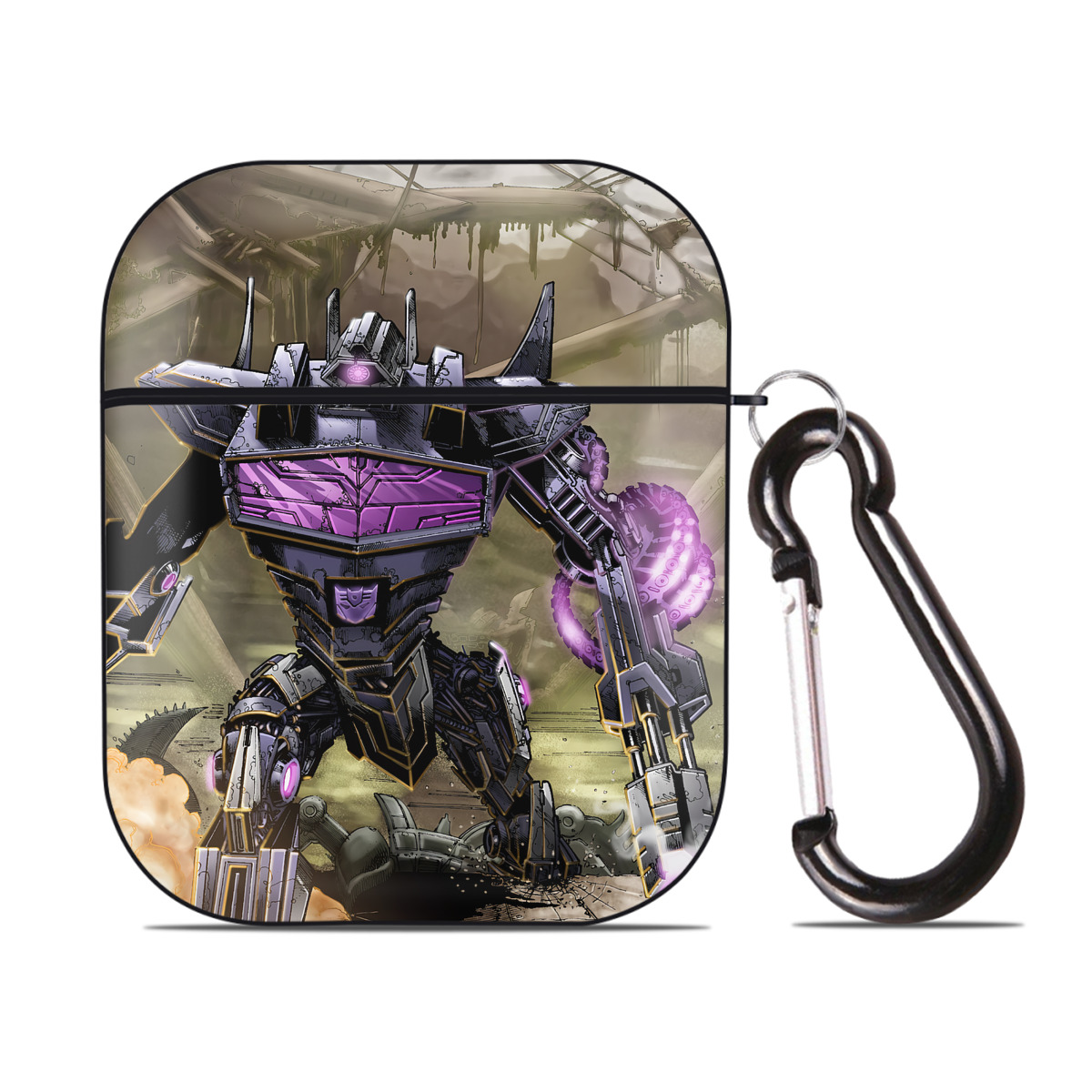 （画像用） Transformers トランスフォーマー AirPods 第2世代保護ケース ハードシェル ブラック 耐衝撃・防指紋・カラビナ付き