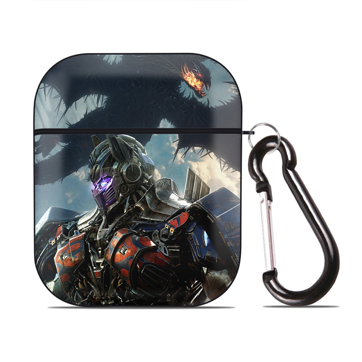 （画像用） Transformers トランスフォーマー AirPods 第2世代保護ケース ハードシェル ブラック 耐衝撃・防指紋・カラビナ付き