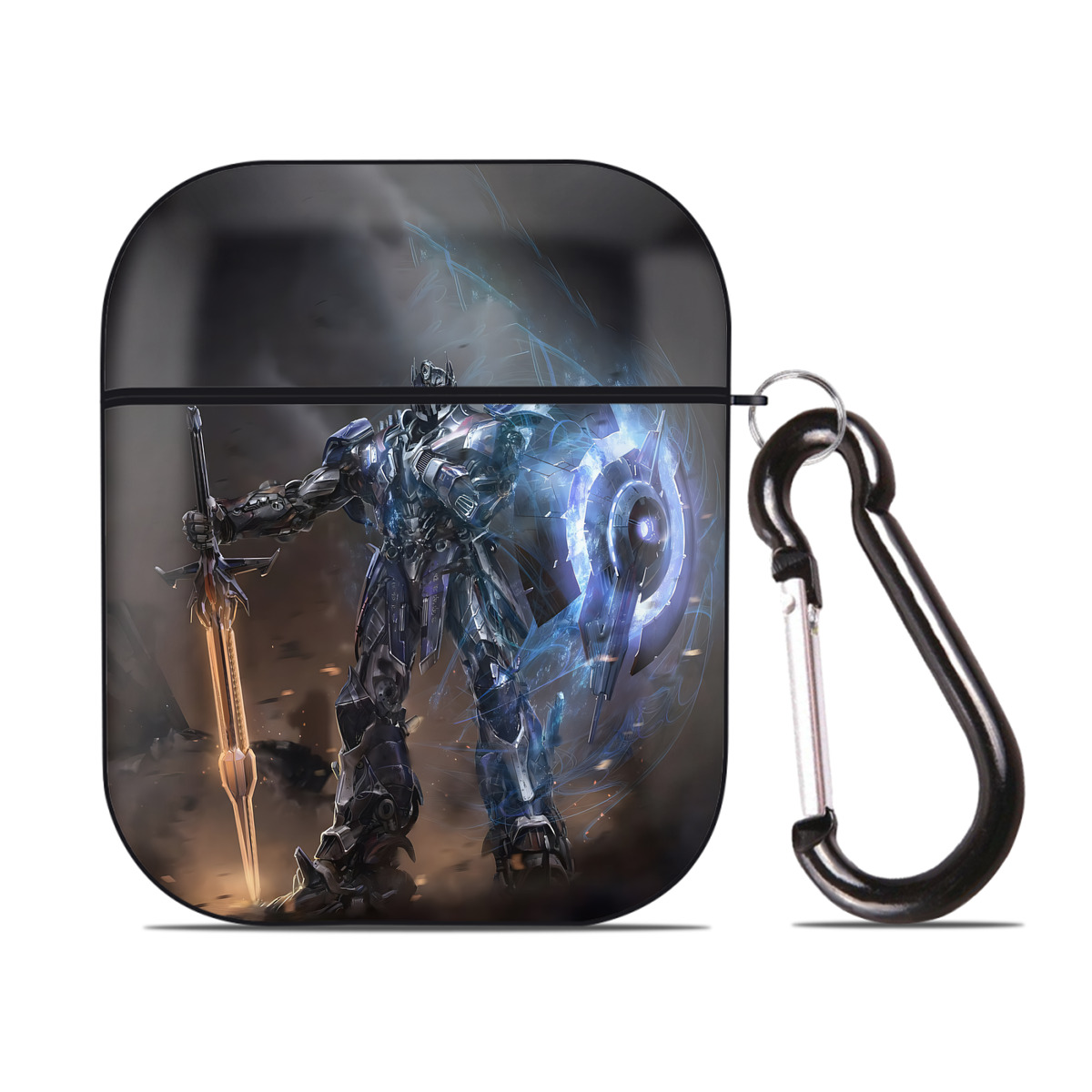 （画像用） Transformers トランスフォーマー AirPods 第2世代保護ケース ハードシェル ブラック 耐衝撃・防指紋・カラビナ付き
