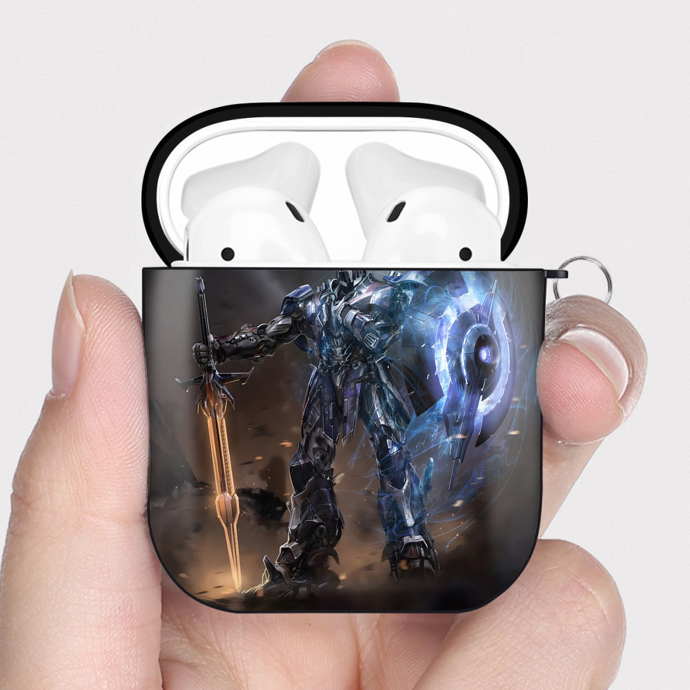 （画像用） Transformers トランスフォーマー AirPods 第2世代保護ケース ハードシェル ブラック 耐衝撃・防指紋・カラビナ付き