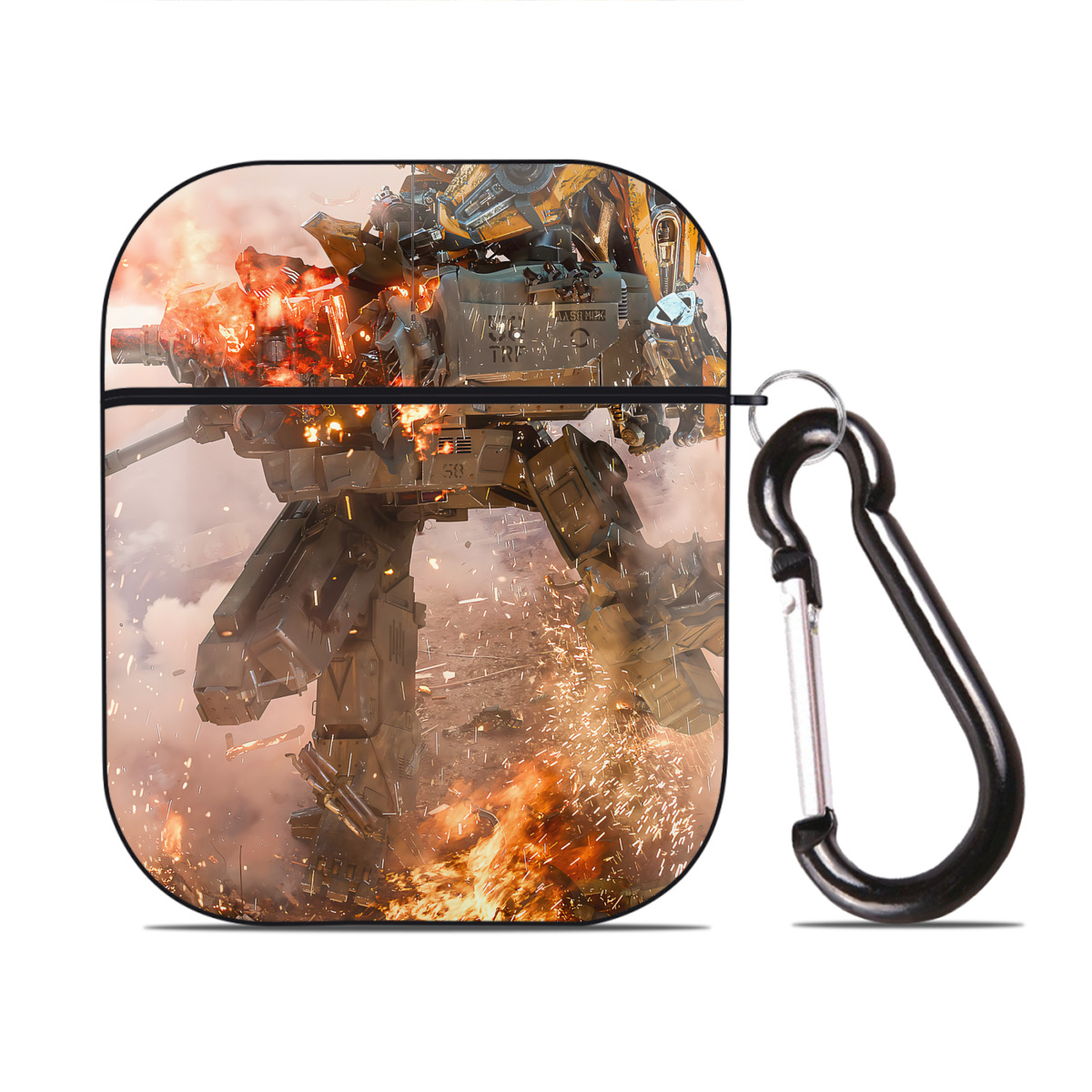 （画像用） Transformers トランスフォーマー AirPods 第2世代保護ケース ハードシェル ブラック 耐衝撃・防指紋・カラビナ付き