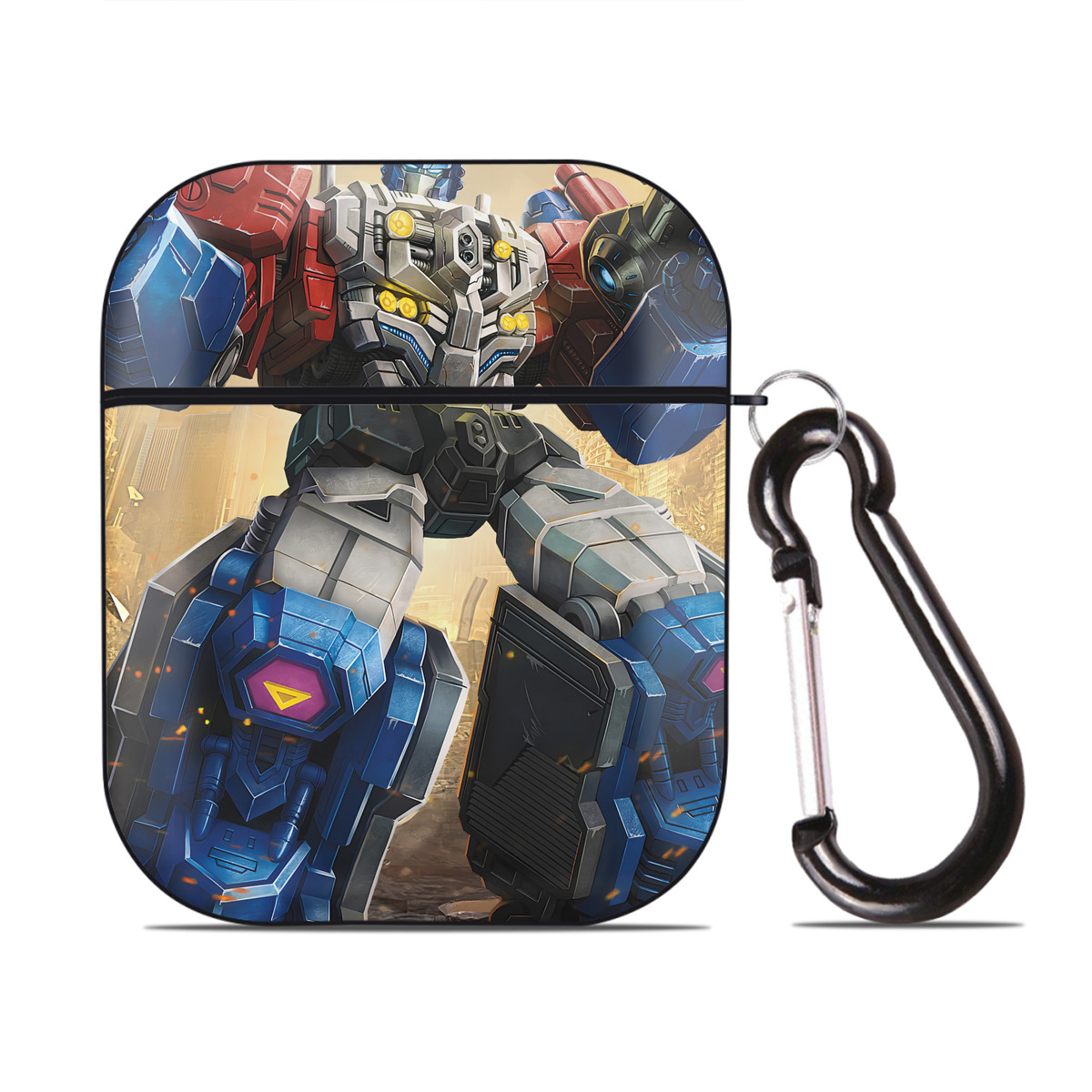 （画像用） Transformers トランスフォーマー AirPods 第2世代保護ケース ハードシェル ブラック 耐衝撃・防指紋・カラビナ付き