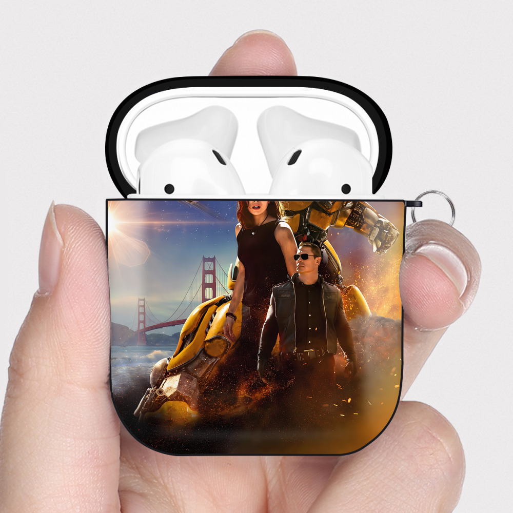 （画像用） Transformers トランスフォーマー AirPods 第2世代保護ケース ハードシェル ブラック 耐衝撃・防指紋・カラビナ付き