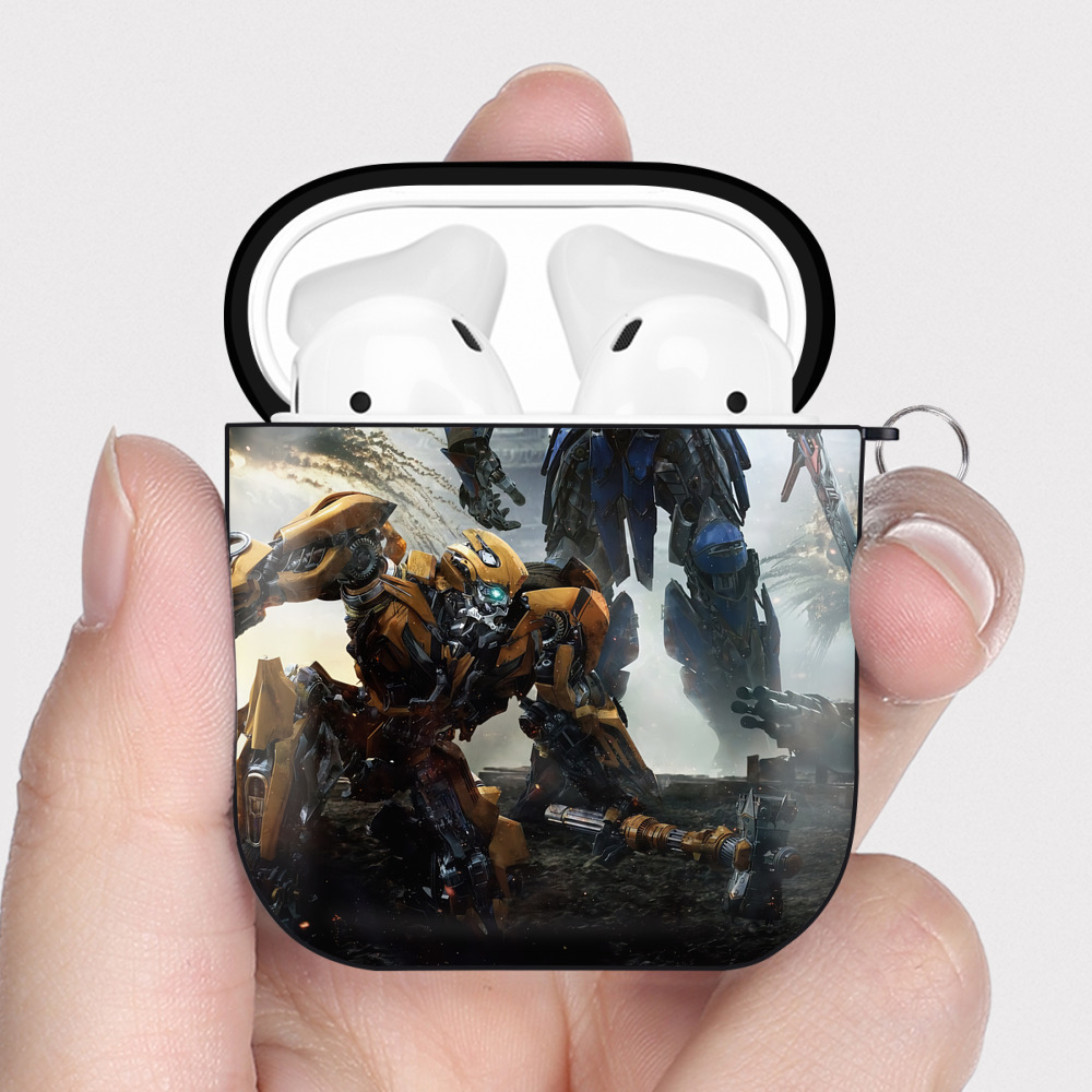 （画像用） Transformers トランスフォーマー AirPods 第2世代保護ケース ハードシェル ブラック 耐衝撃・防指紋・カラビナ付き