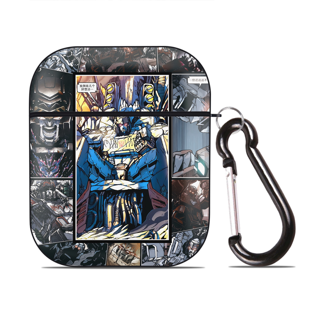 （画像用） Transformers トランスフォーマー AirPods 第2世代保護ケース ハードシェル ブラック 耐衝撃・防指紋・カラビナ付き