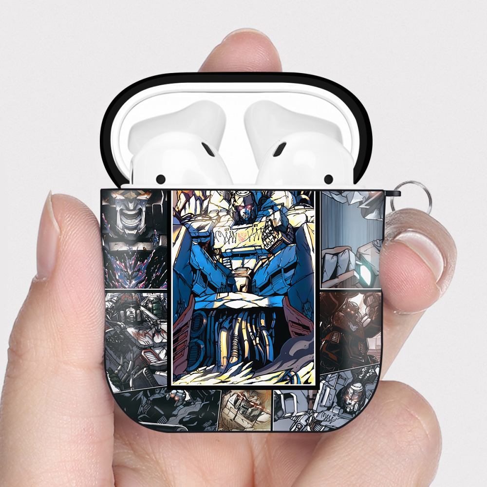 （画像用） Transformers トランスフォーマー AirPods 第2世代保護ケース ハードシェル ブラック 耐衝撃・防指紋・カラビナ付き