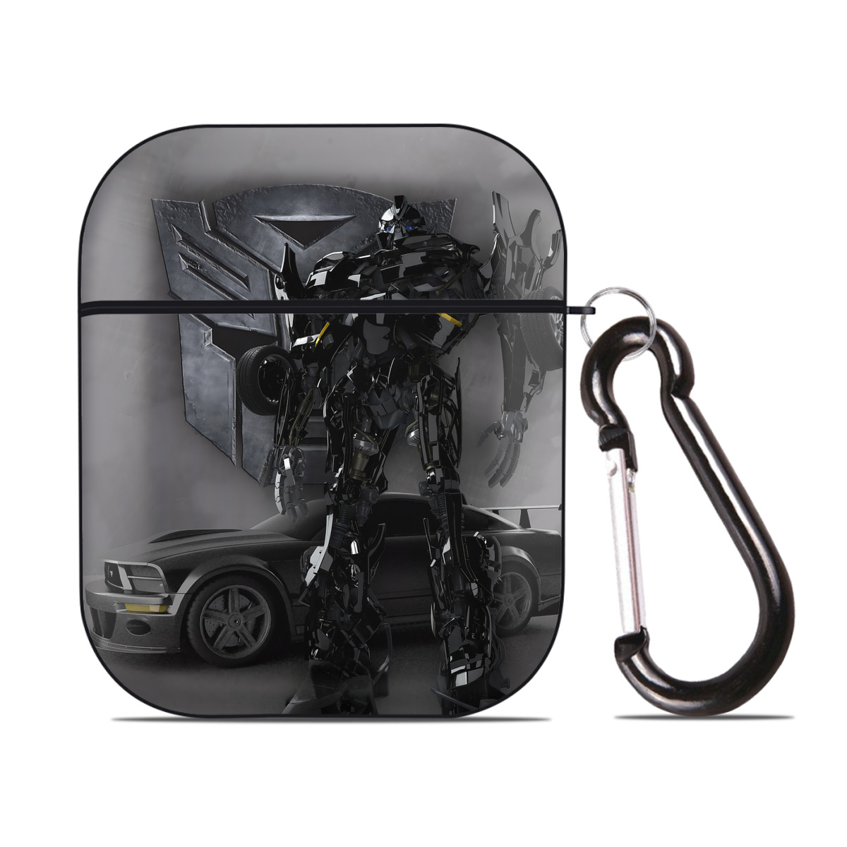 （画像用） Transformers トランスフォーマー AirPods 第2世代保護ケース ハードシェル ブラック 耐衝撃・防指紋・カラビナ付き