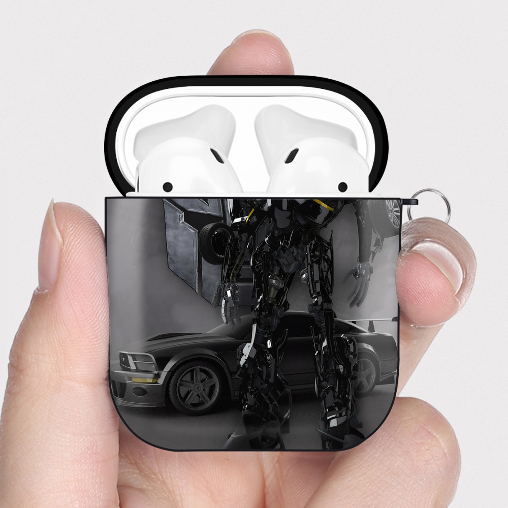 （画像用） Transformers トランスフォーマー AirPods 第2世代保護ケース ハードシェル ブラック 耐衝撃・防指紋・カラビナ付き
