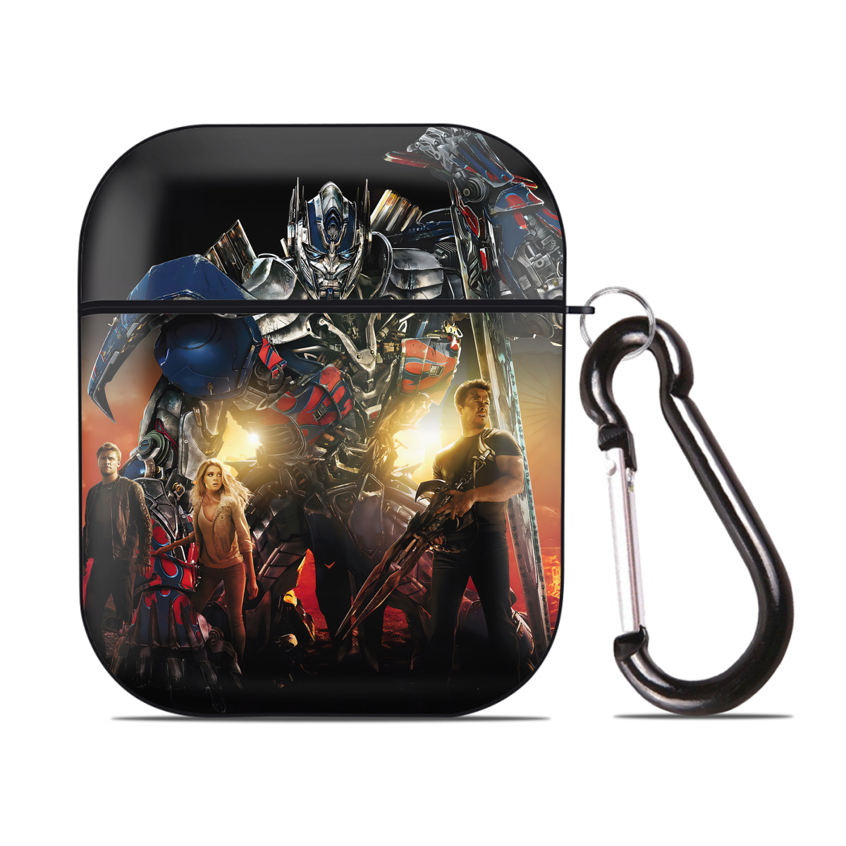（画像用） Transformers トランスフォーマー AirPods 第2世代保護ケース ハードシェル ブラック 耐衝撃・防指紋・カラビナ付き