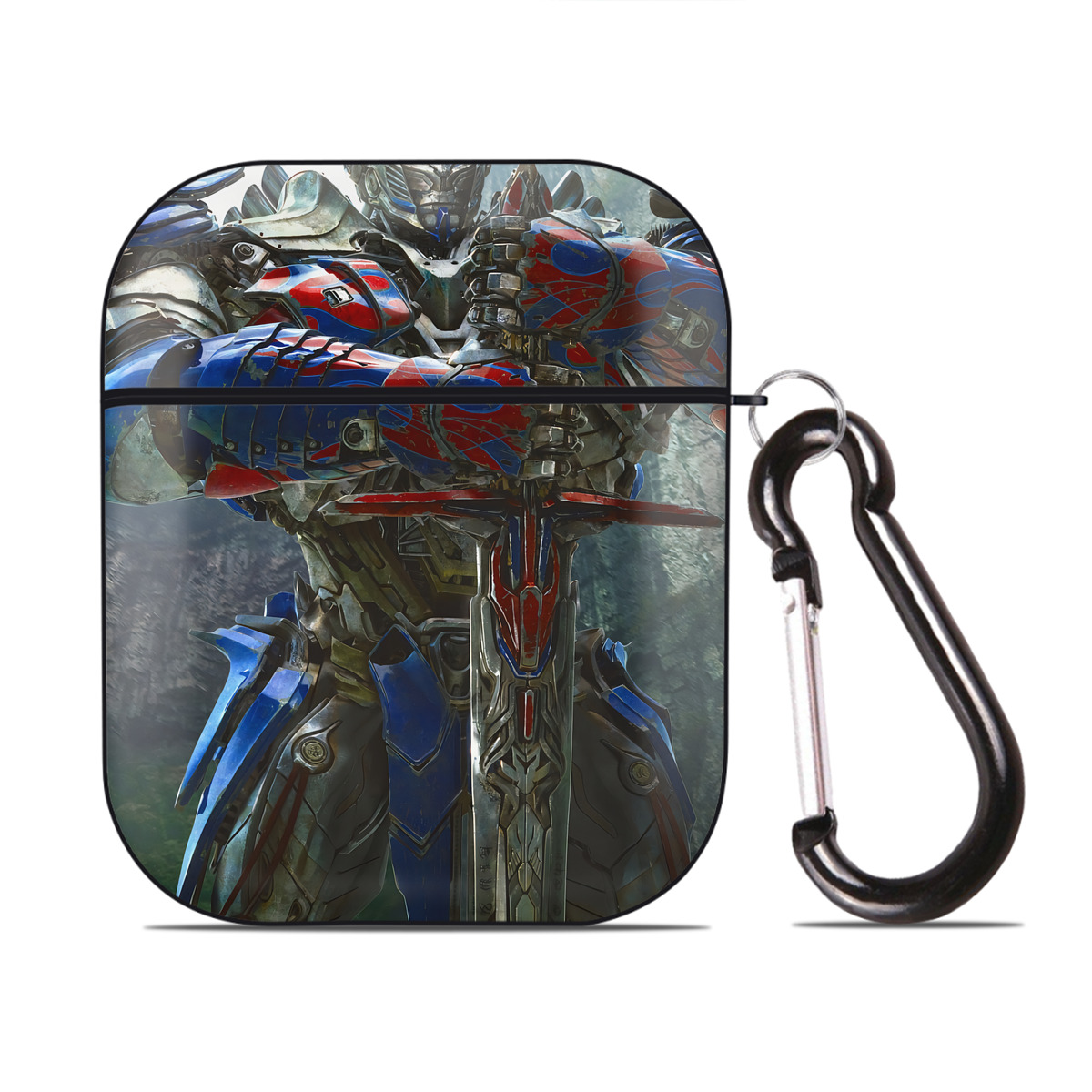 （画像用） Transformers トランスフォーマー AirPods 第2世代保護ケース ハードシェル ブラック 耐衝撃・防指紋・カラビナ付き