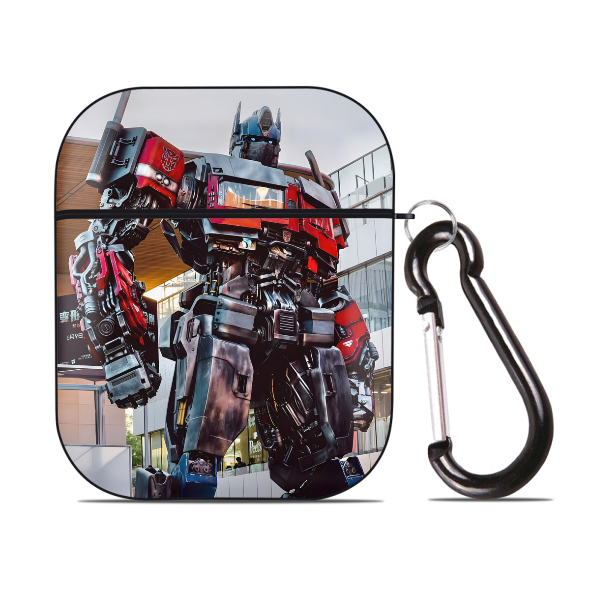 （画像用） Transformers トランスフォーマー AirPods 第2世代保護ケース ハードシェル ブラック 耐衝撃・防指紋・カラビナ付き