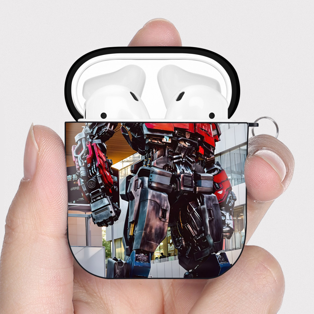 （画像用） Transformers トランスフォーマー AirPods 第2世代保護ケース ハードシェル ブラック 耐衝撃・防指紋・カラビナ付き