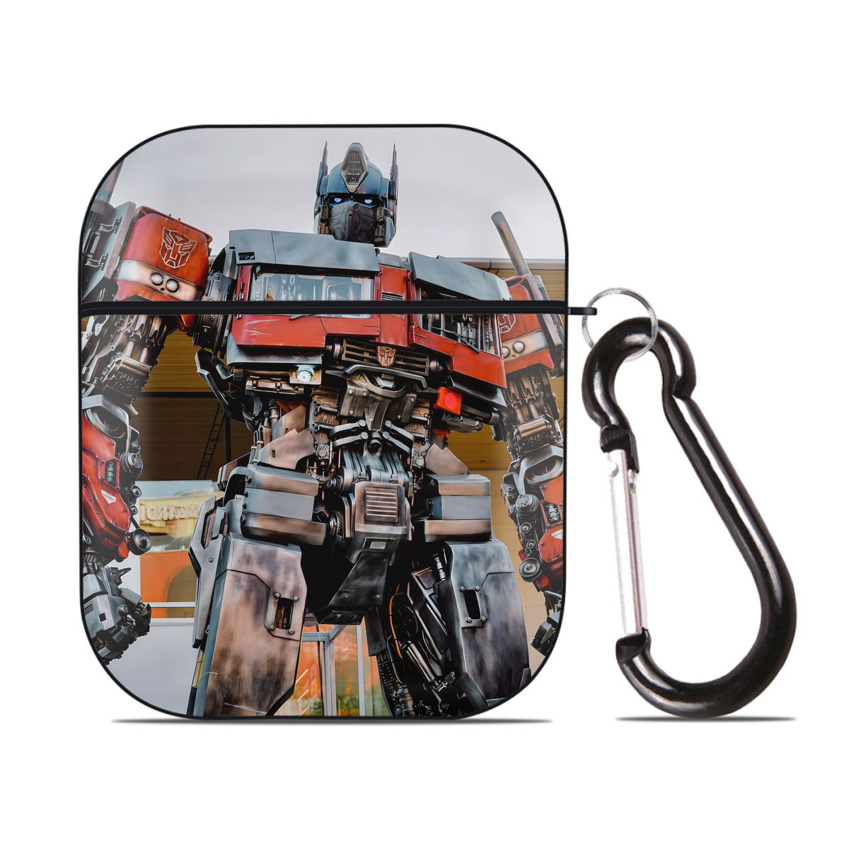（画像用） Transformers トランスフォーマー AirPods 第2世代保護ケース ハードシェル ブラック 耐衝撃・防指紋・カラビナ付き